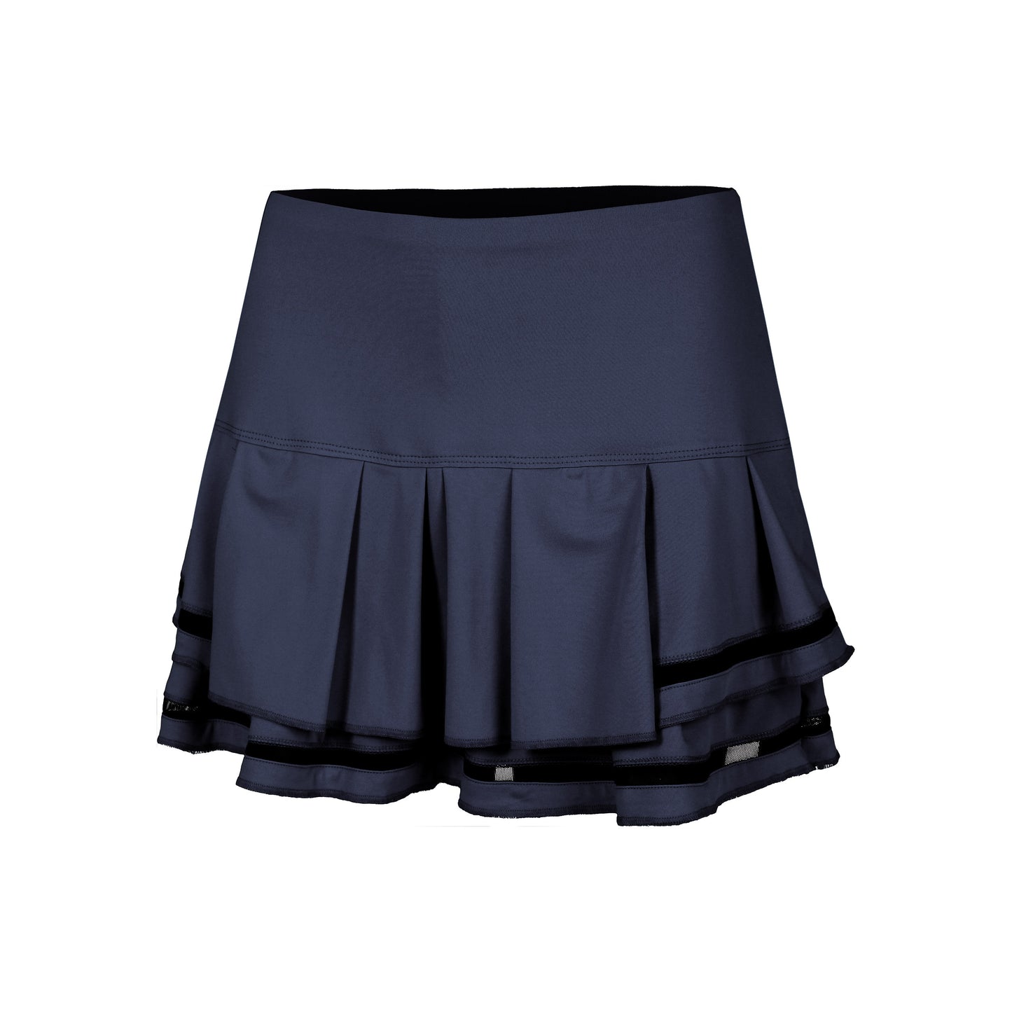 Lucky in Love Long Pleat Tier Rock Damen-Schwarz,Blau