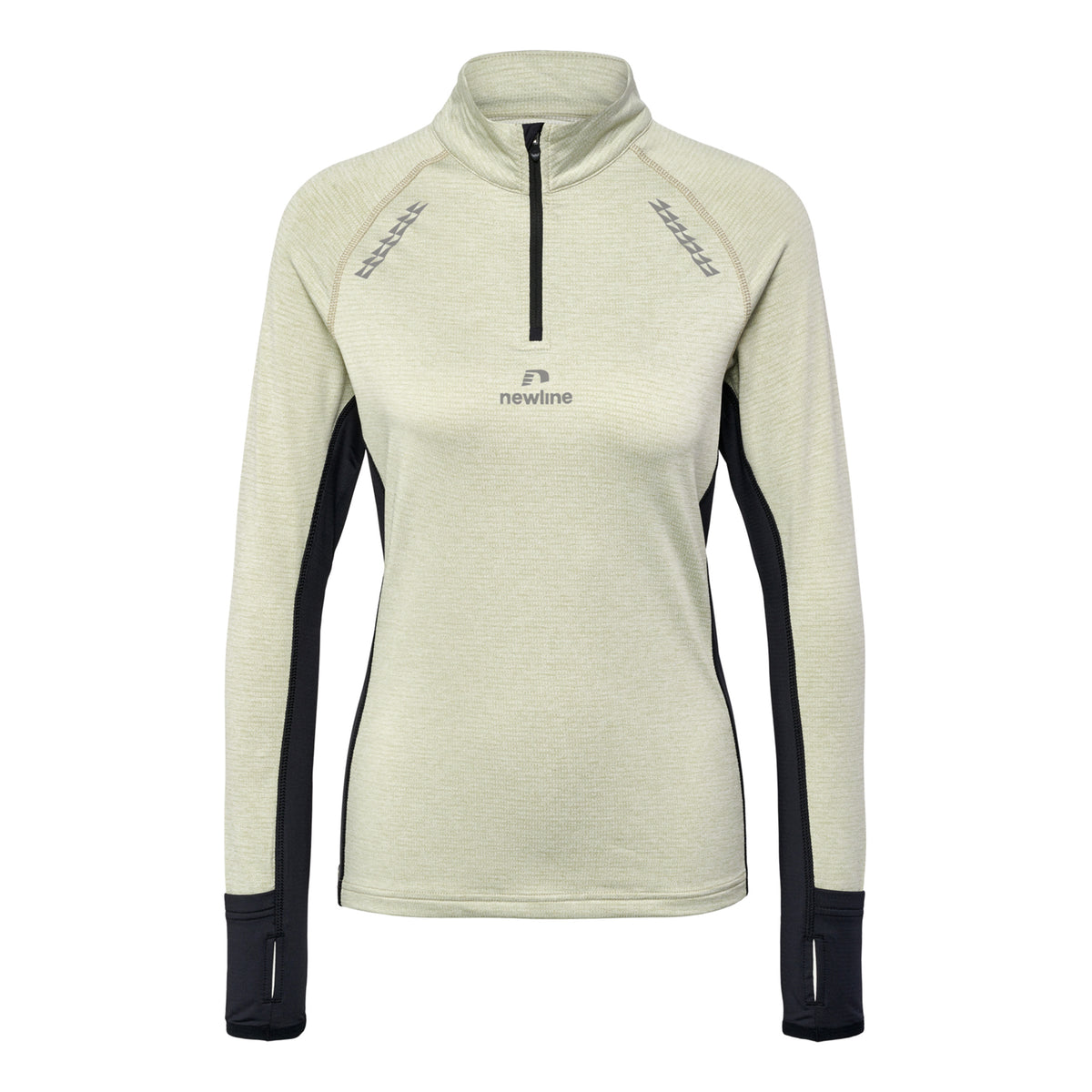 Newline Mesa Half-Zip Lauftop Damen - beige, schwarz