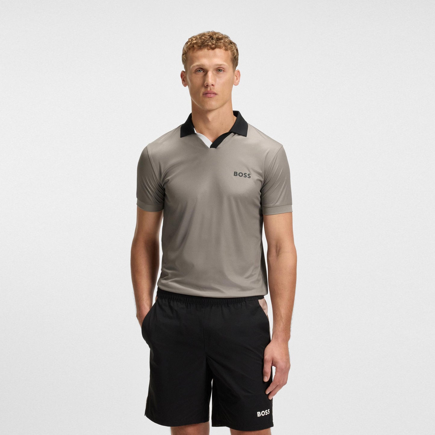 BOSS Palle TOC Polo Herren-Grau,Schwarz