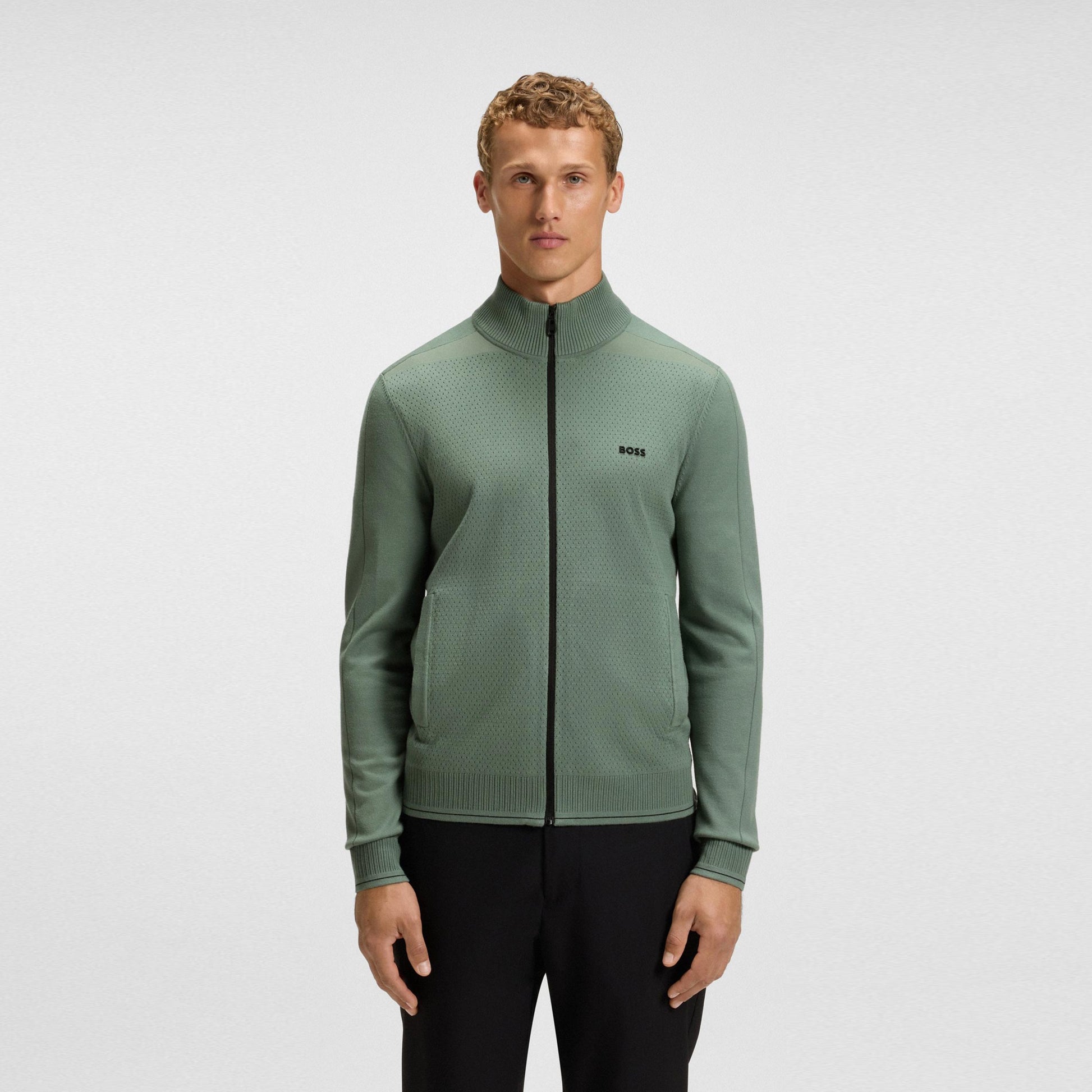 BOSS League Trainingsjacke Herren-oliv