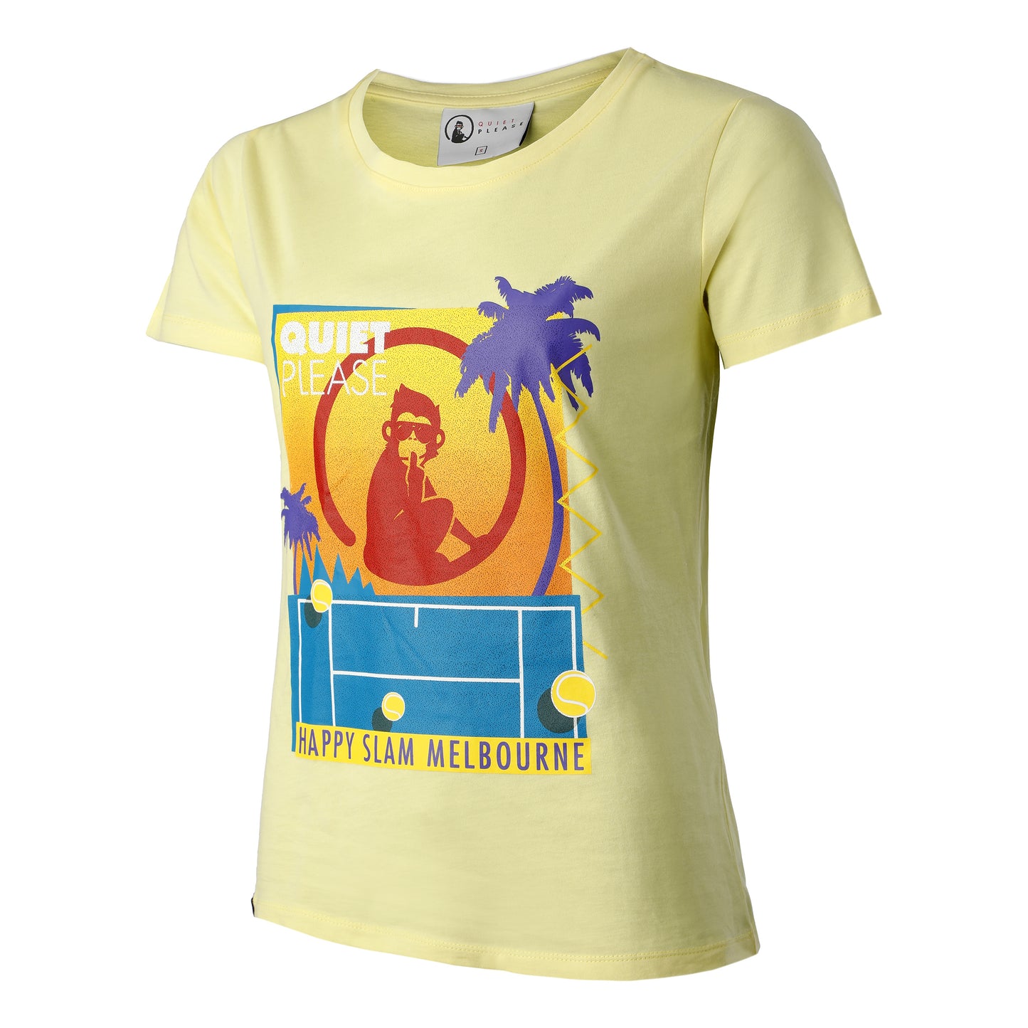 Quiet Please Happy Slam T-Shirt Damen-Gelb,Mehrfarbig