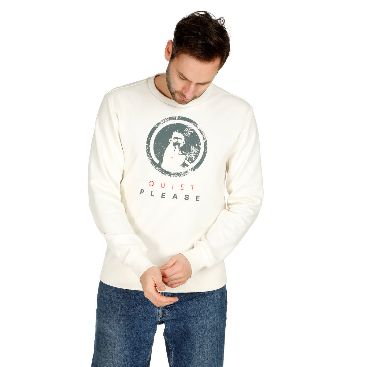 Quiet Please Scraped Advantage Sweatshirt Herren - weiß, salbei