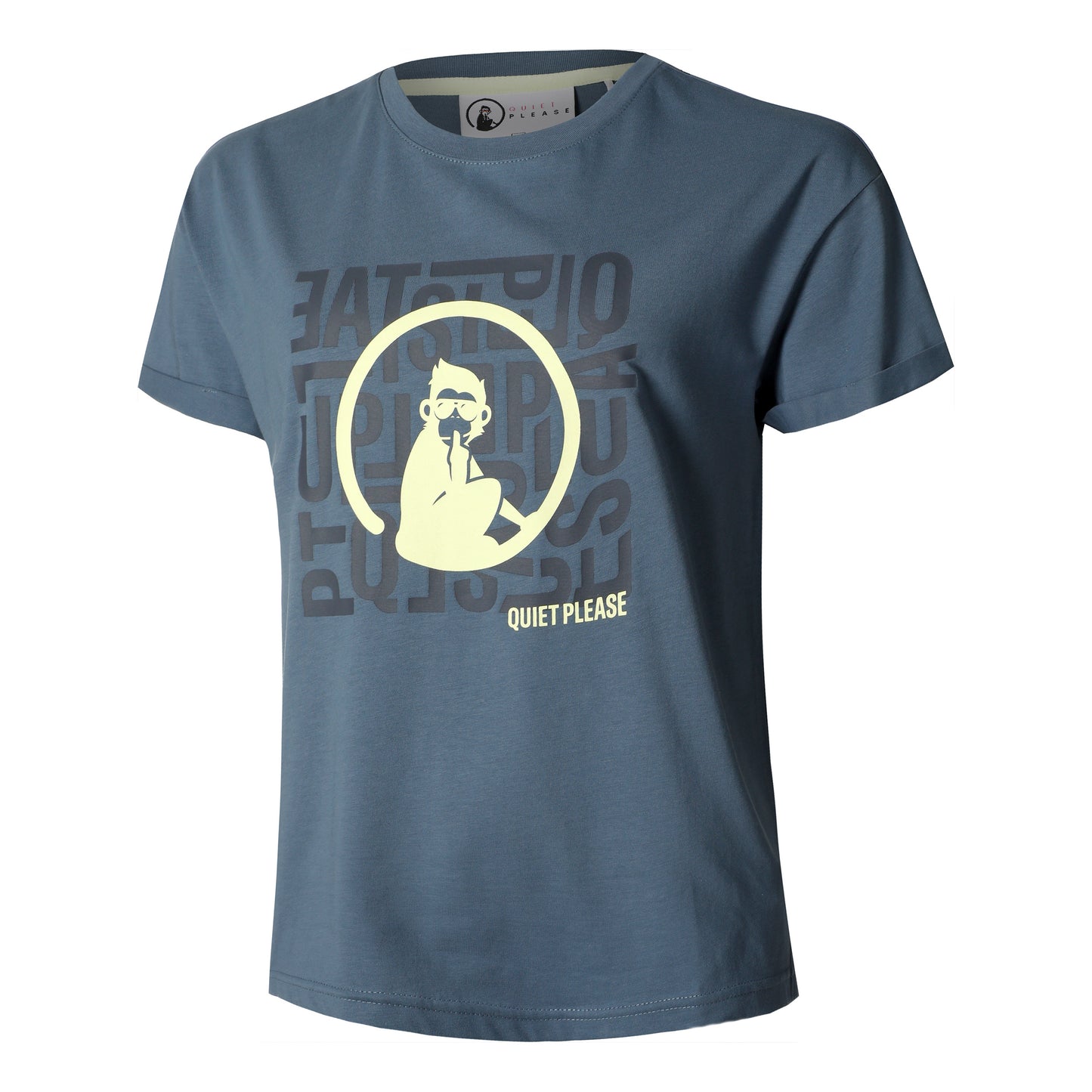 Quiet Please Word Salad T-Shirt Damen-Blau