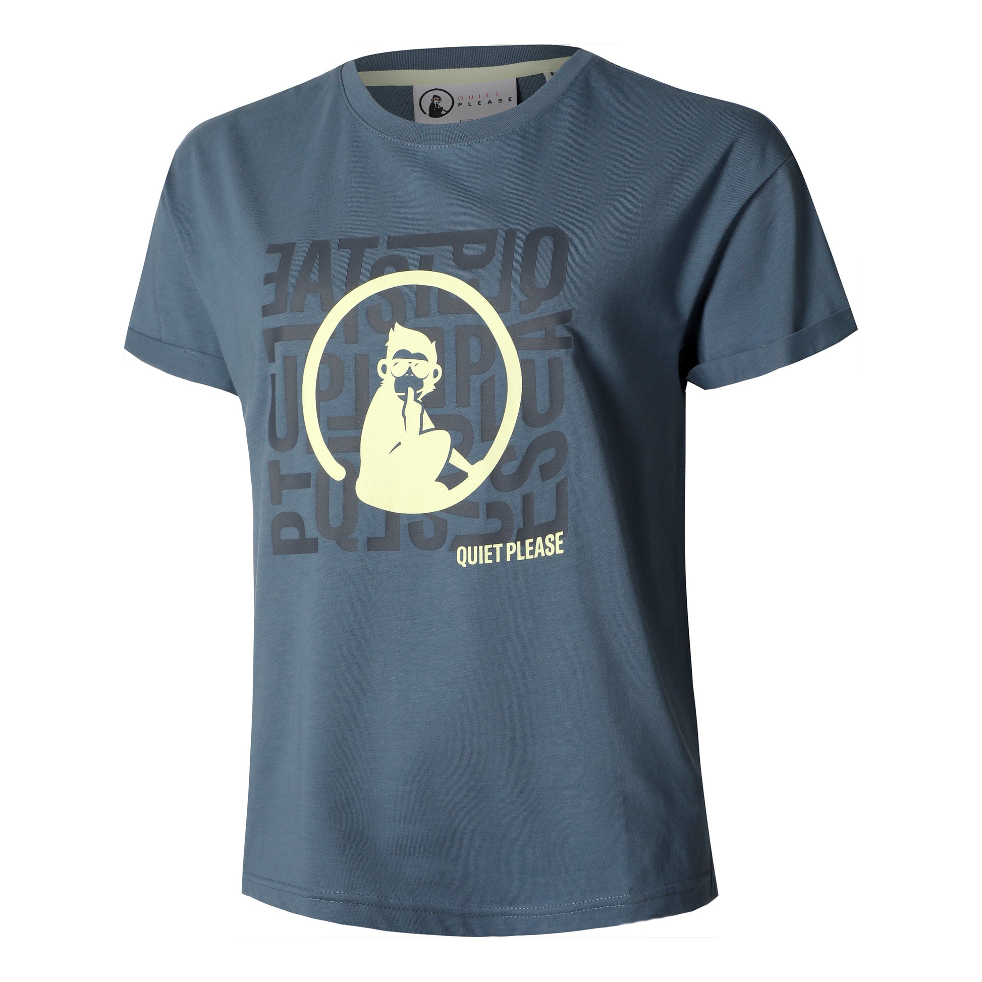 Quiet Please Word Salad T-Shirt Damen-Blau