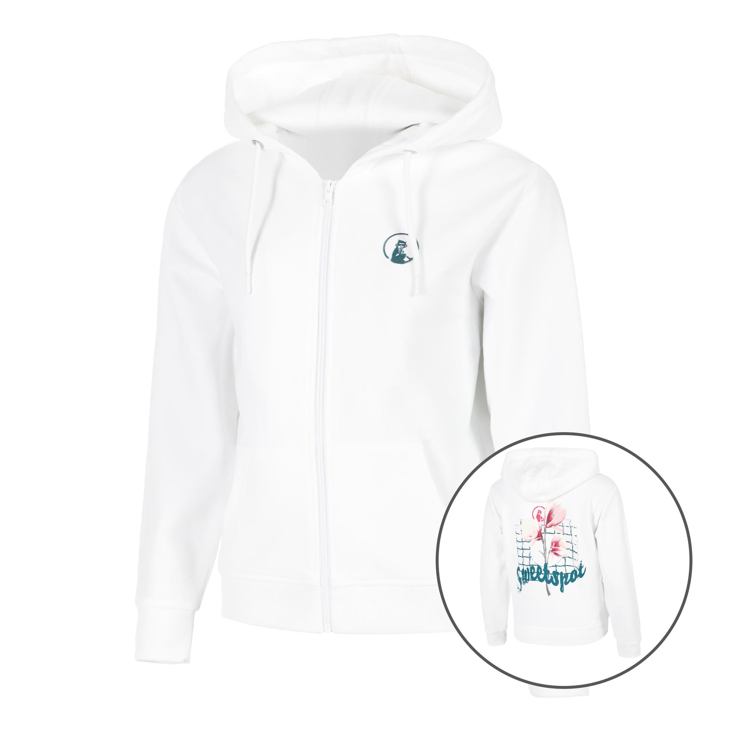 Quiet Please Create Flower Zip Sweatjacke Damen-Weiß,Mehrfarbig