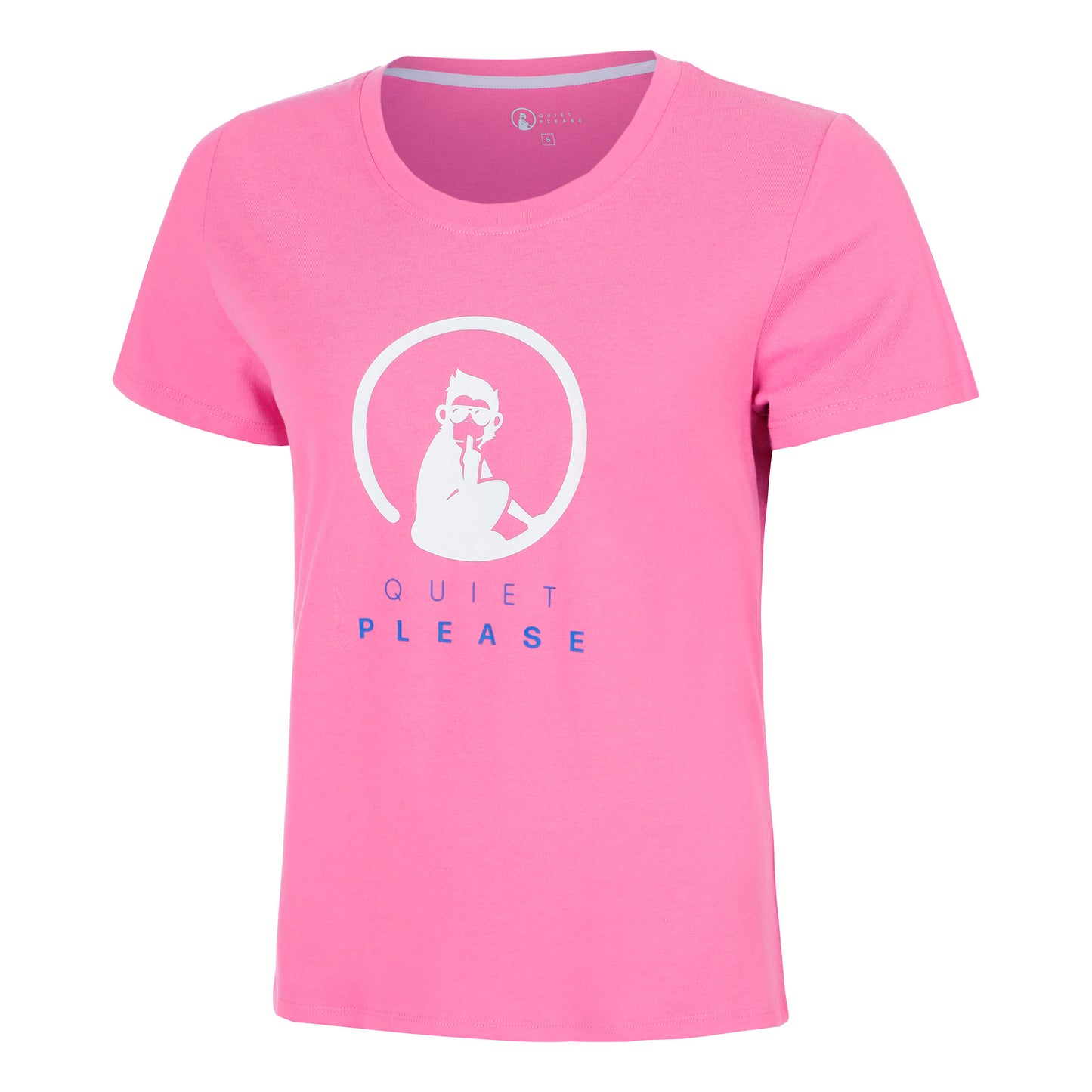 Quiet Please Trainings T-Shirt Damen - pink, weiß
