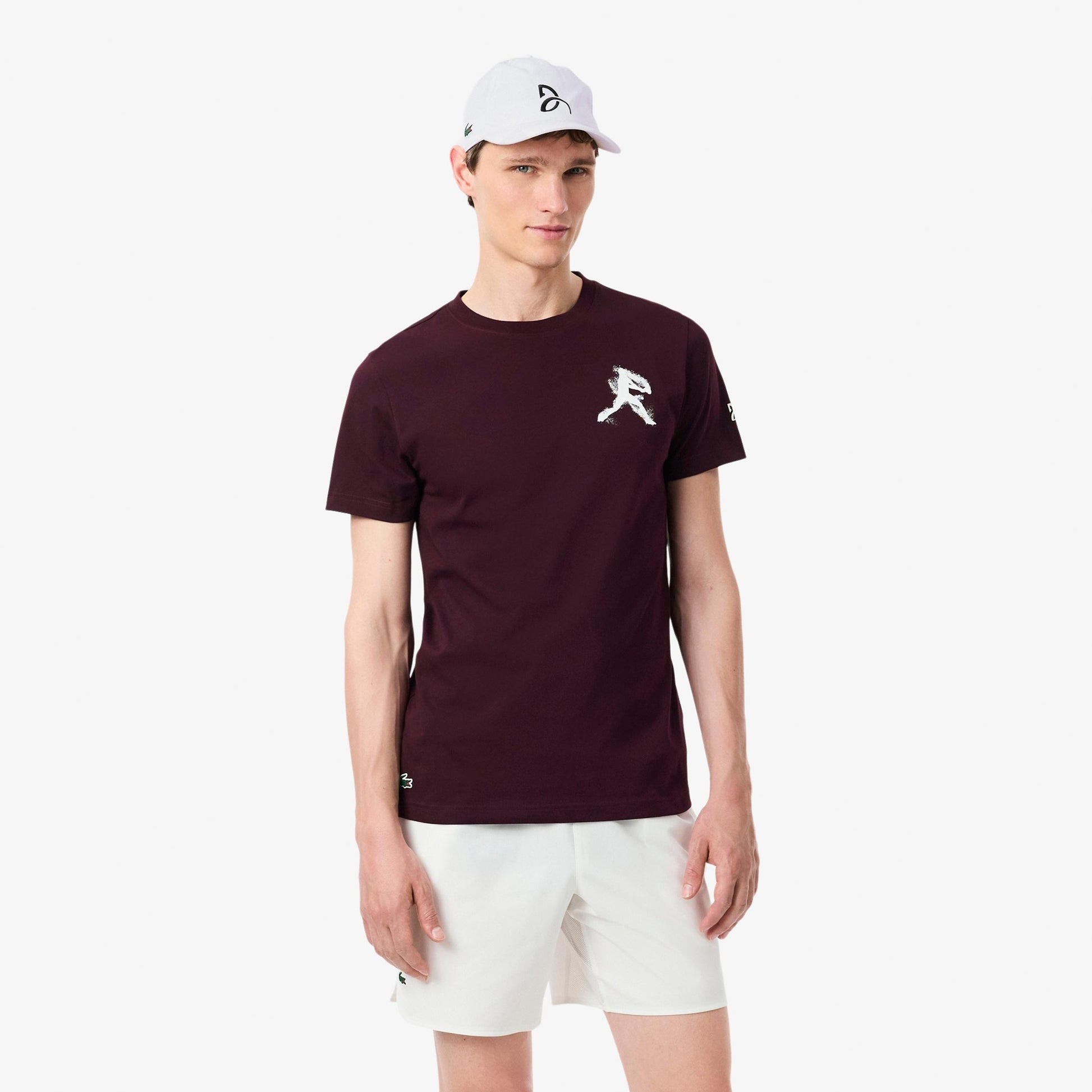 Lacoste & Cap T-Shirt Herren - weinrot, weiß