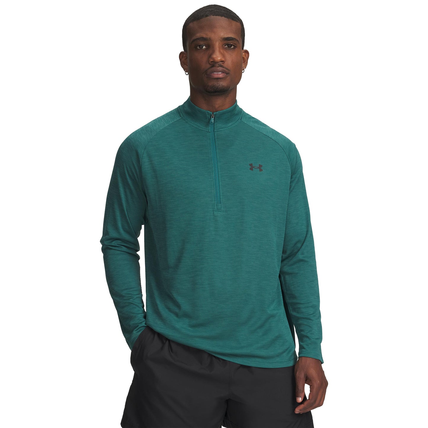 Under Armour Tech Textured Half-Zip Longsleeve Herren-grün, schwarz