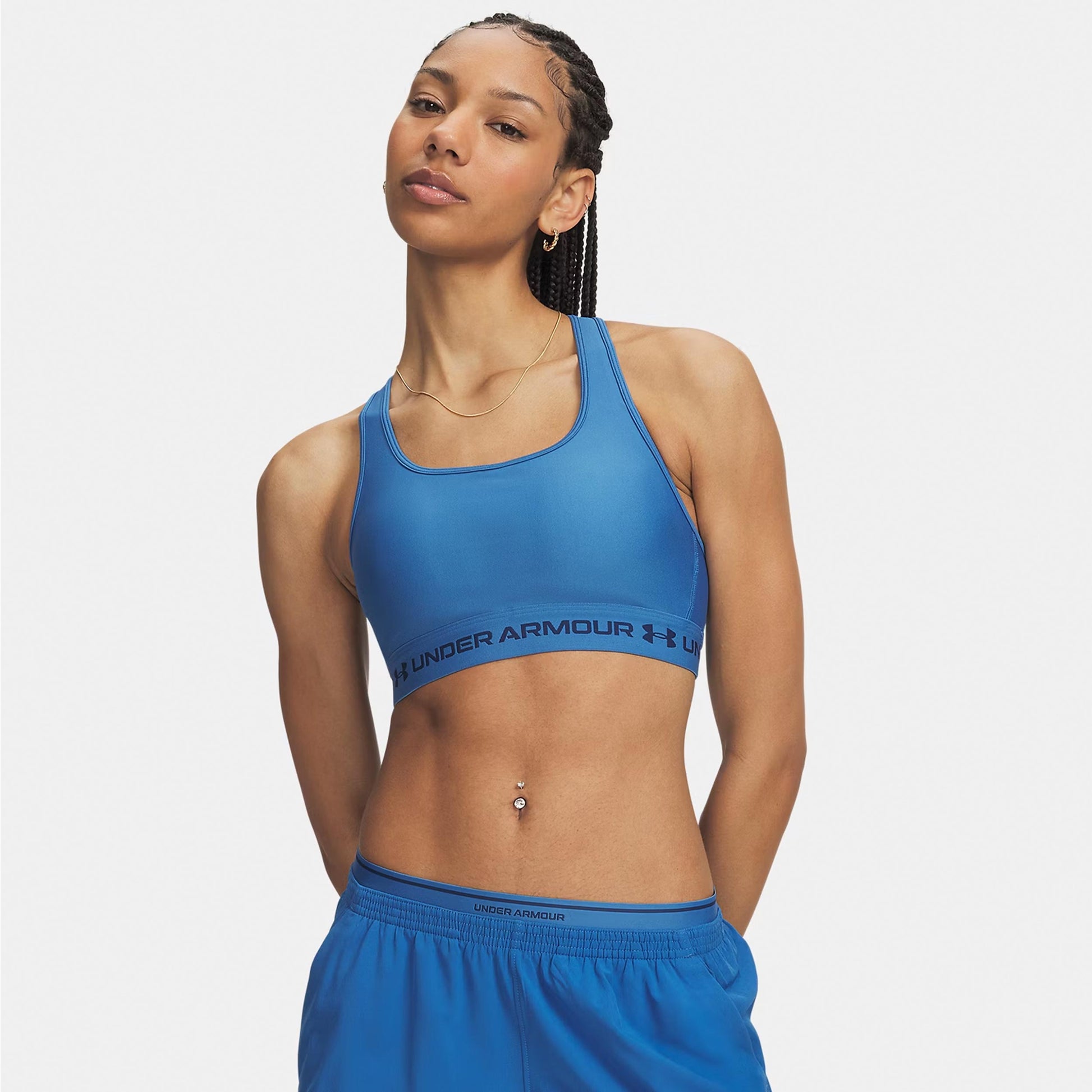 Under Armour Crossback Mid Sport-BH Damen - blau, nachtblau