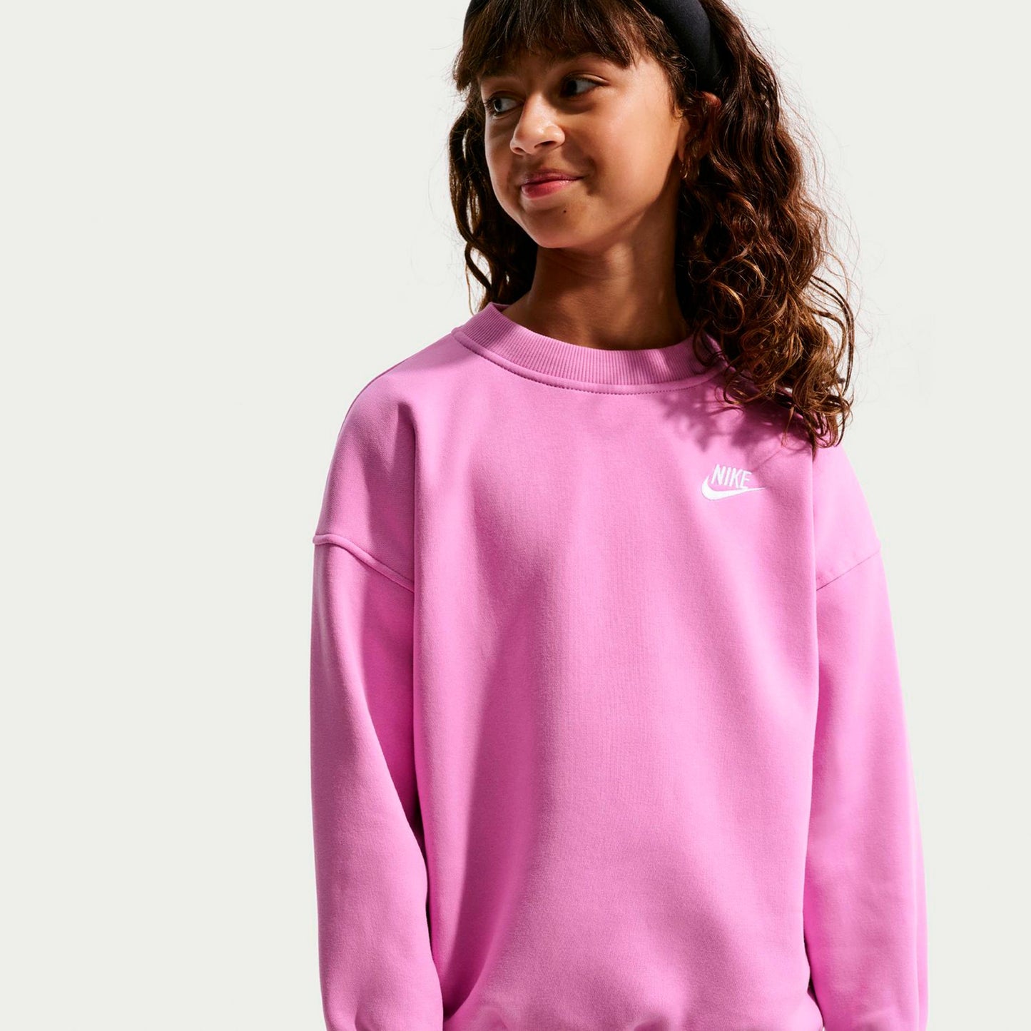 Nike Sportswear Club Fleece Oversized Crew Sweatshirt Kinder-flieder, weiß