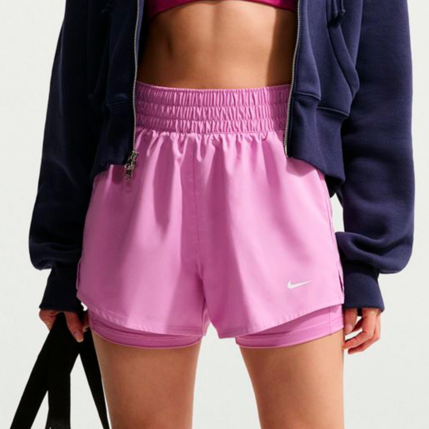 Nike Dri-Fit One Mid Rise 2in1 3in Shorts Damen-flieder, weiß