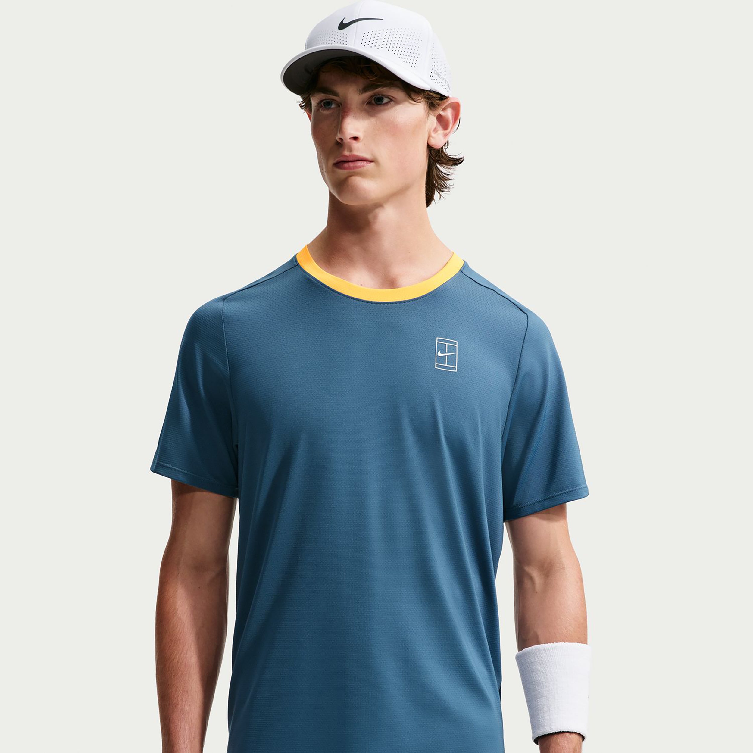 Nike Court Dri-FIT Advantage T-Shirt Herren - blaugrau, gelb