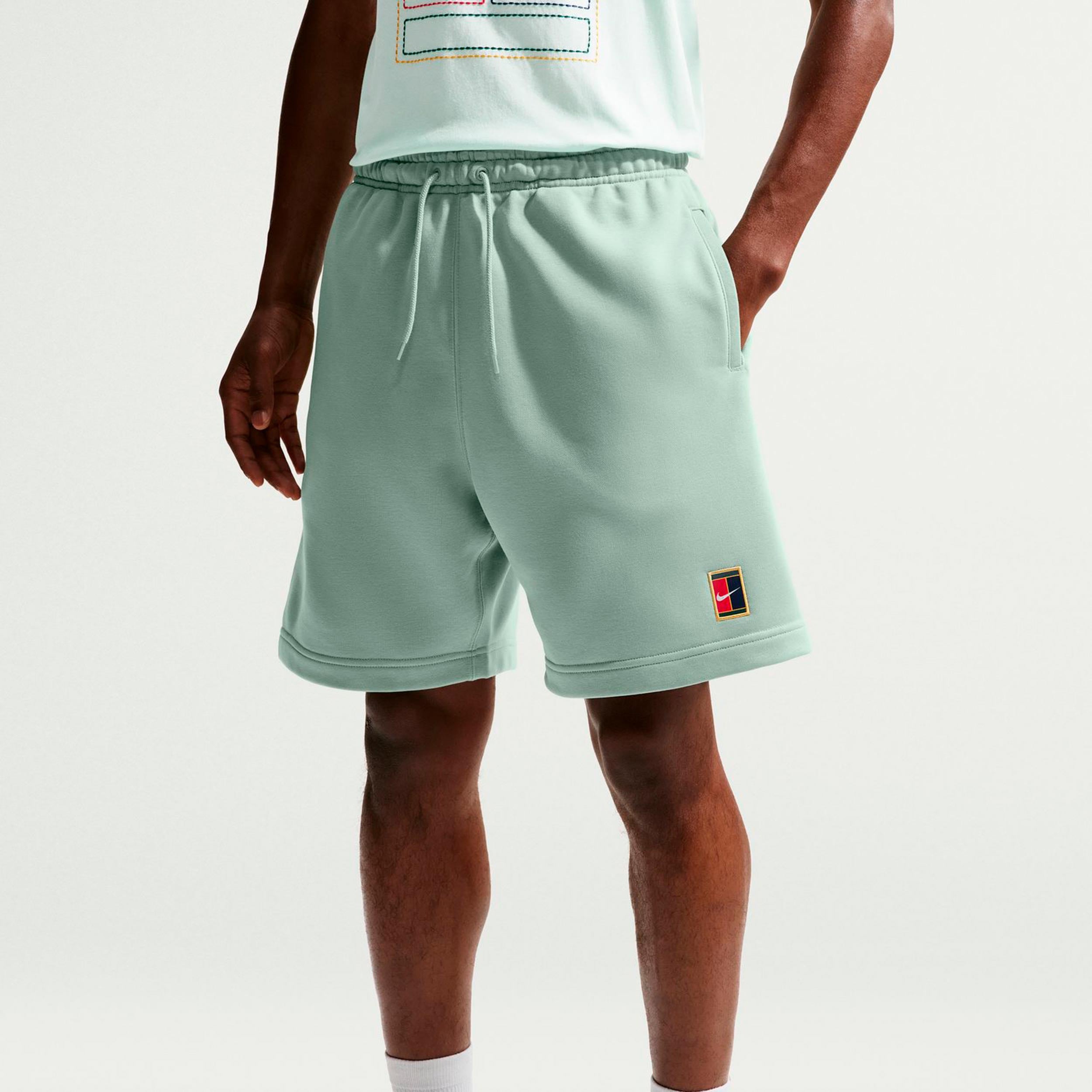 Nike Court Dri-Fit Heritage Fleece Shorts Herren - graugrün