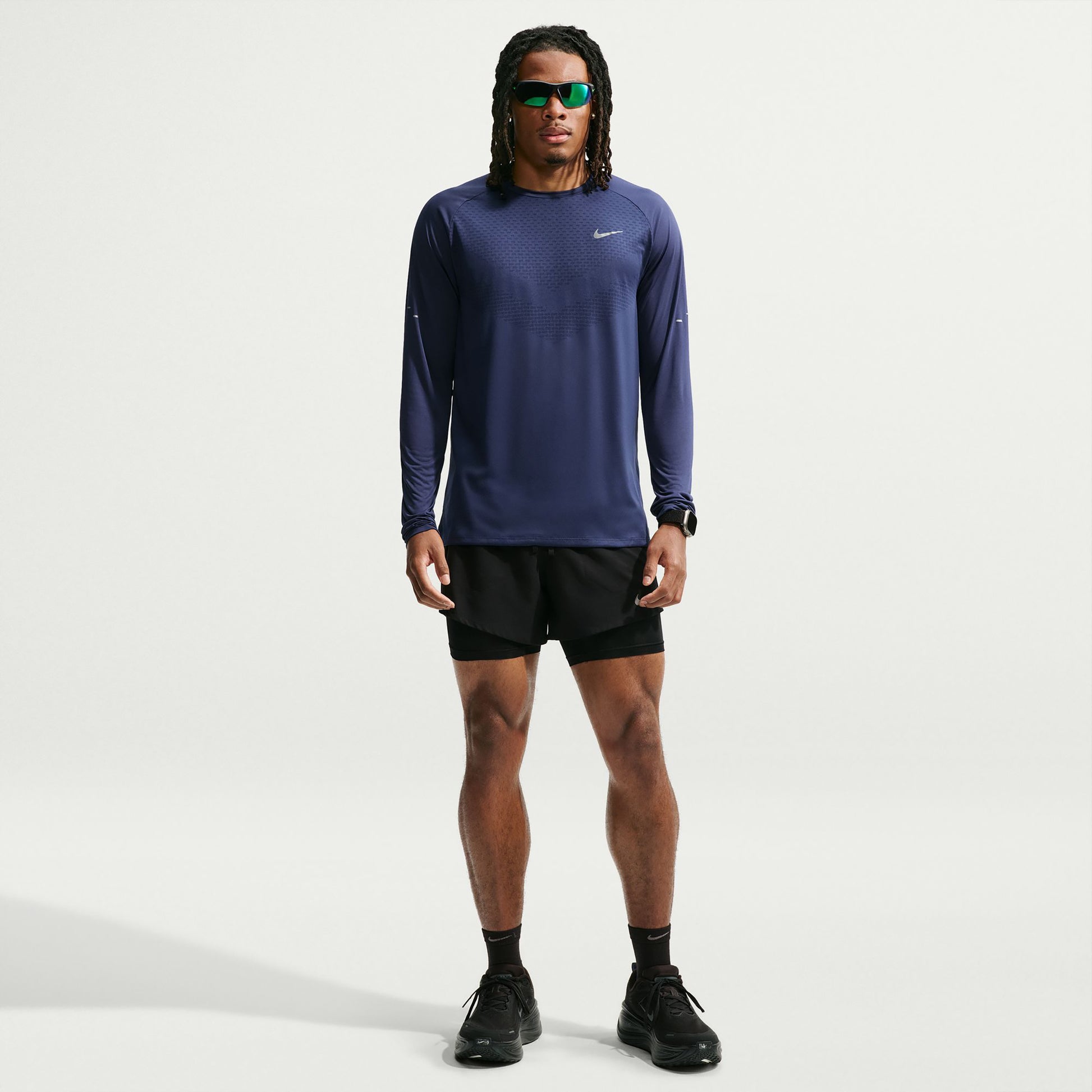 Nike Stride  Laufshirt Herren - dunkelblau, silber