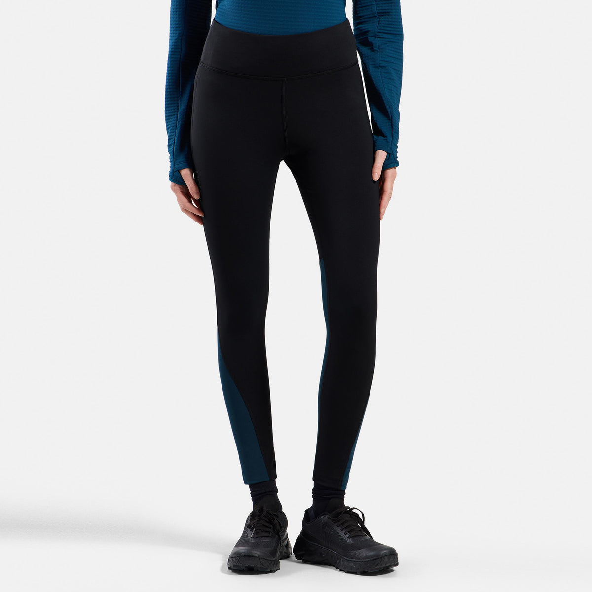 Odlo Essential Thermal  Lauftight Damen - schwarz, petrol
