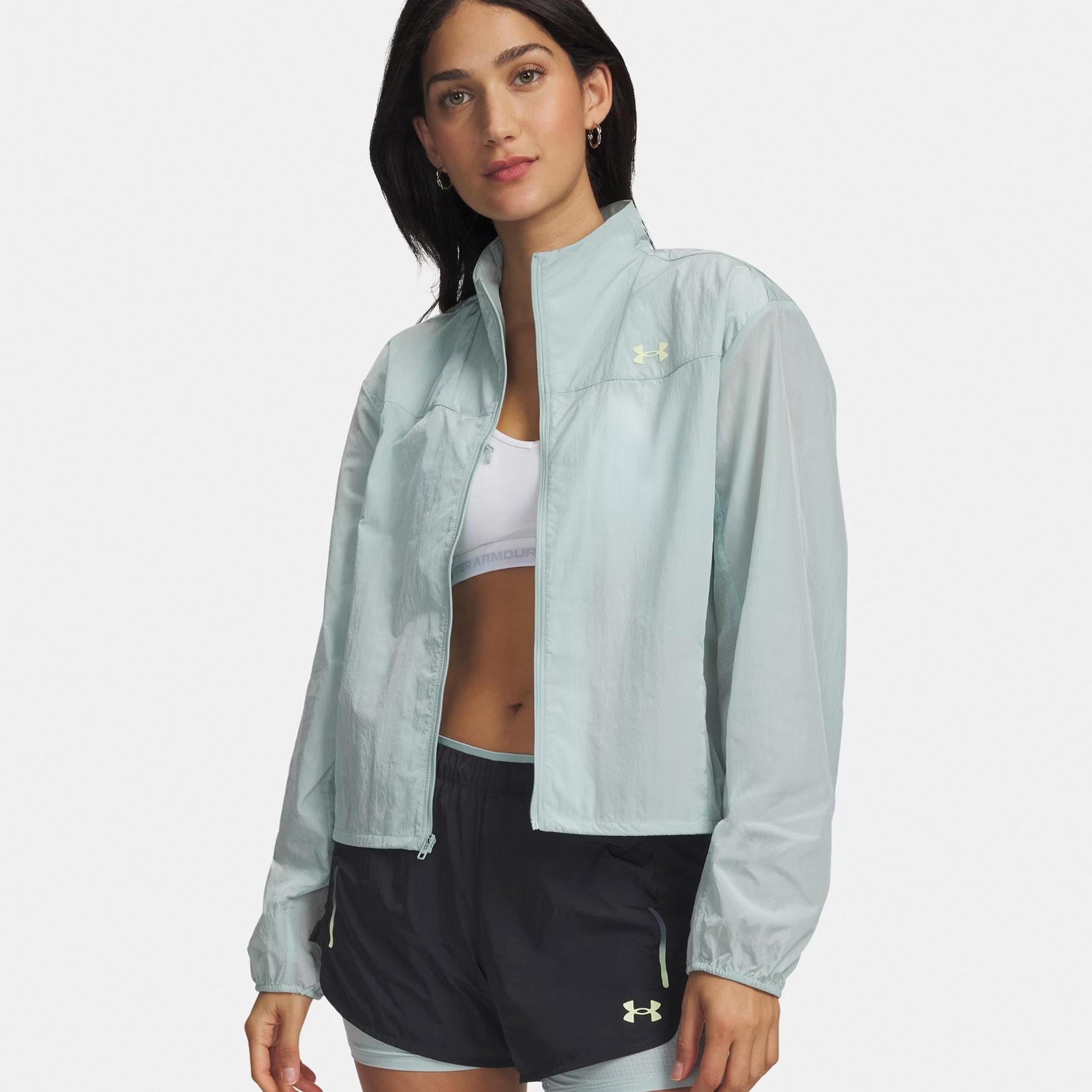 Under Armour Explor Trail Run Wind  Laufjacke Damen-blau, hellgrün