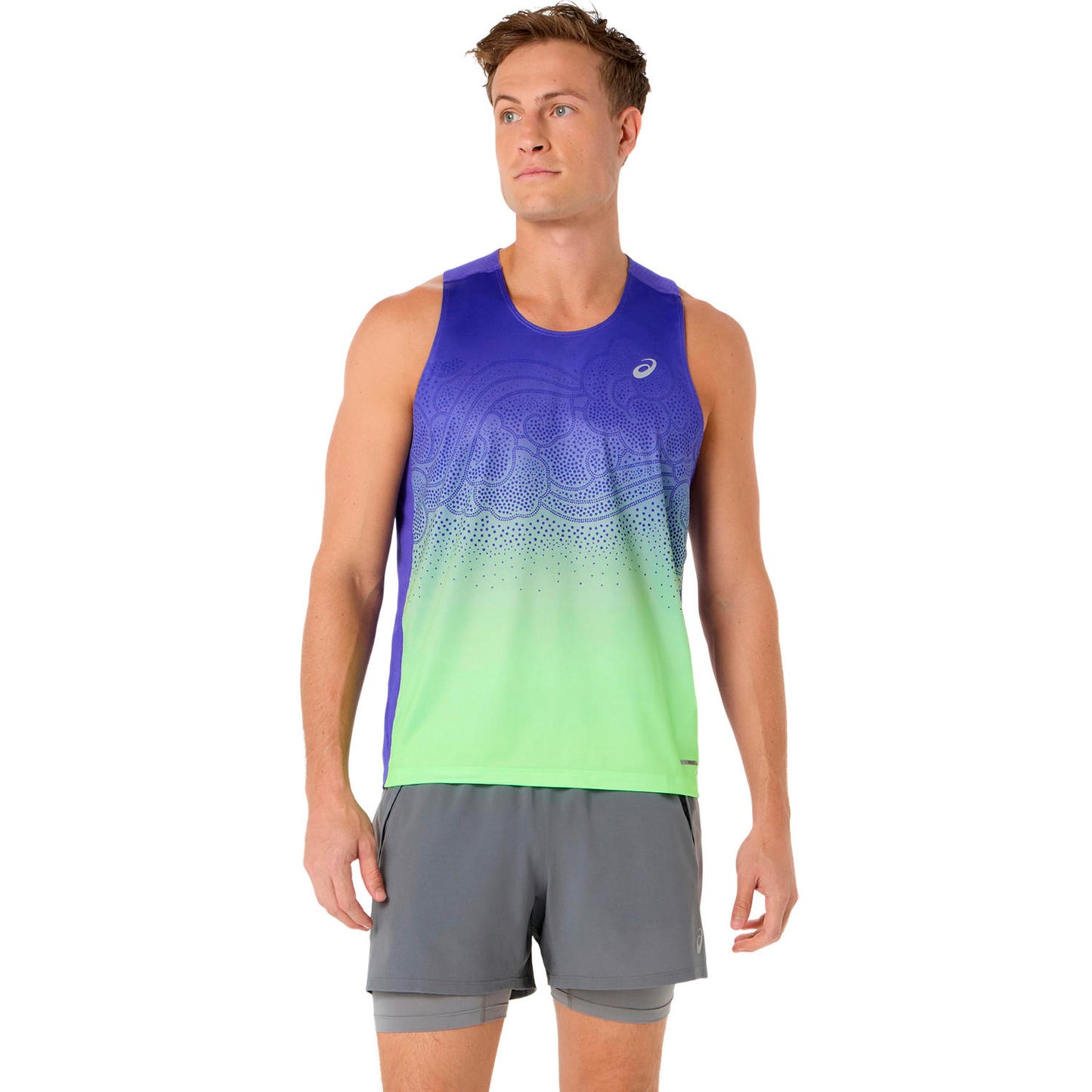 ASICS Road Fade Laufshirt Herren-blau, grün