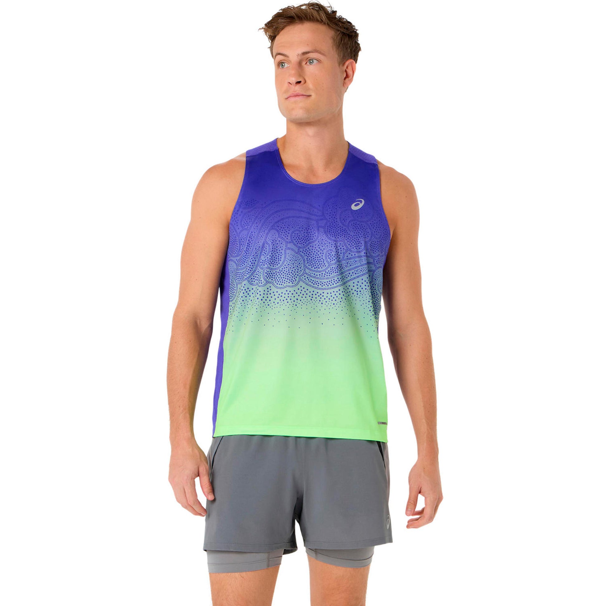 ASICS Road Fade Laufshirt Herren-blau, grün