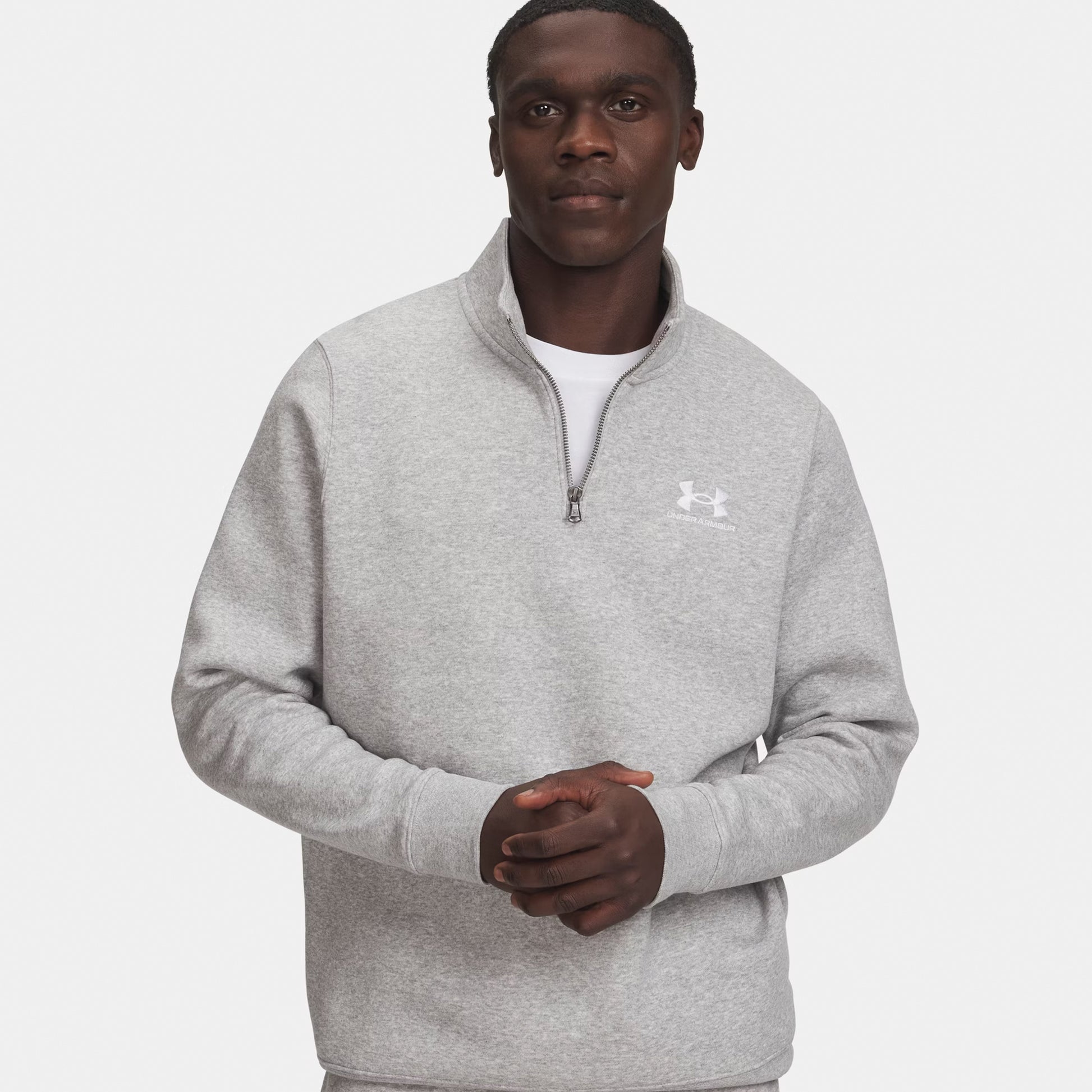 Under Armour Icon Fleece 1/4 Zip Sweatshirt Herren - grau, weiß