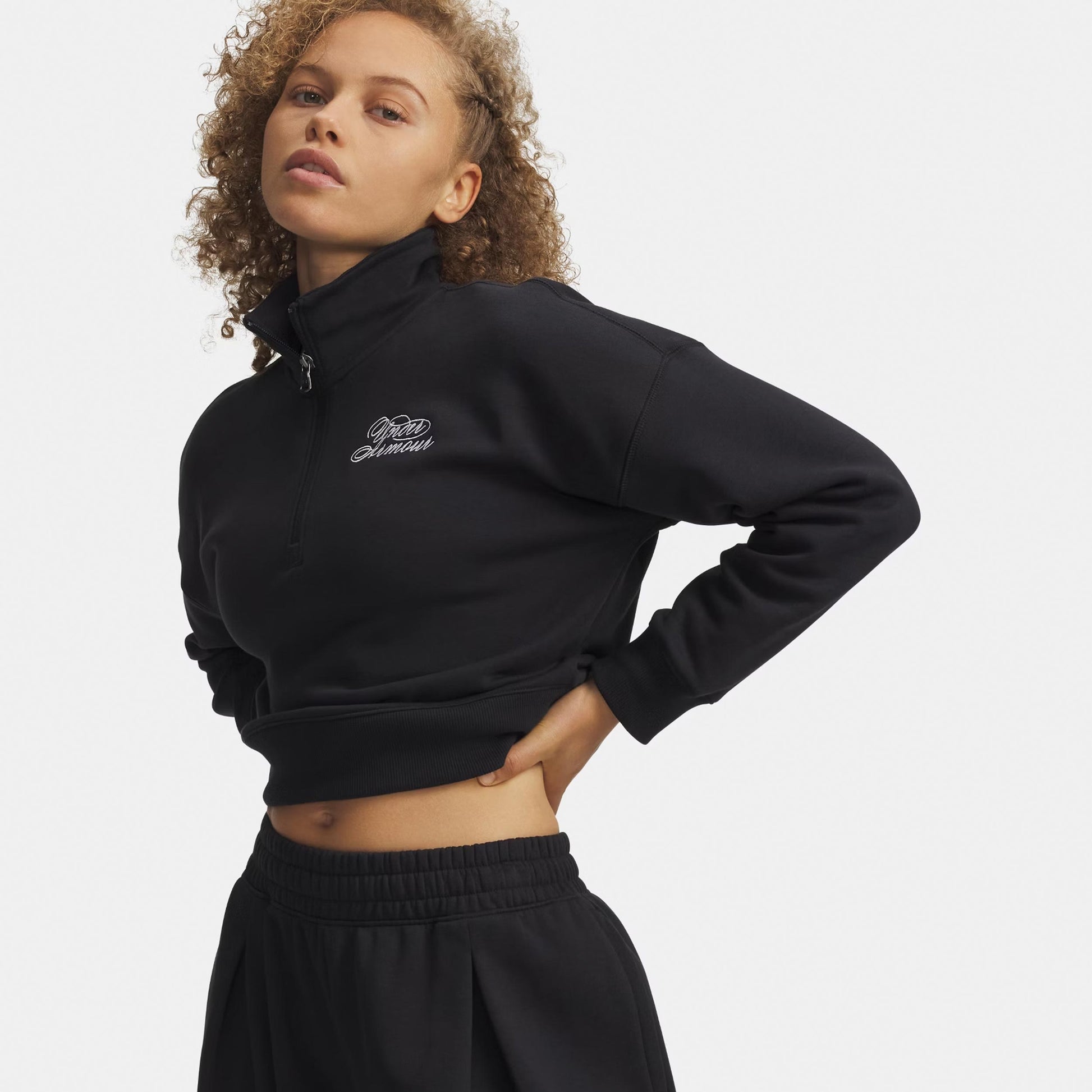 Under Armour Rival Fleece Script Halfzip Sweatshirt Damen - schwarz, weiß