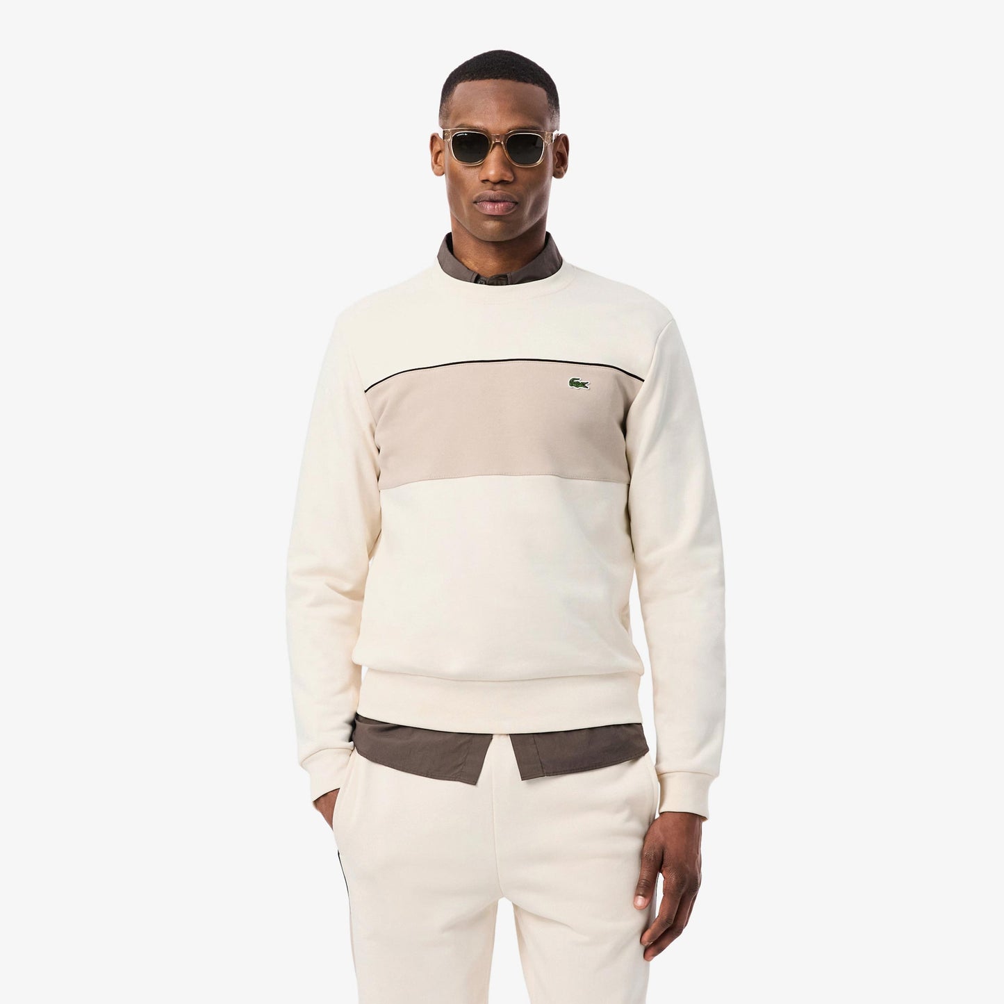 Lacoste Colorblock Sweatshirt Herren - creme, beige