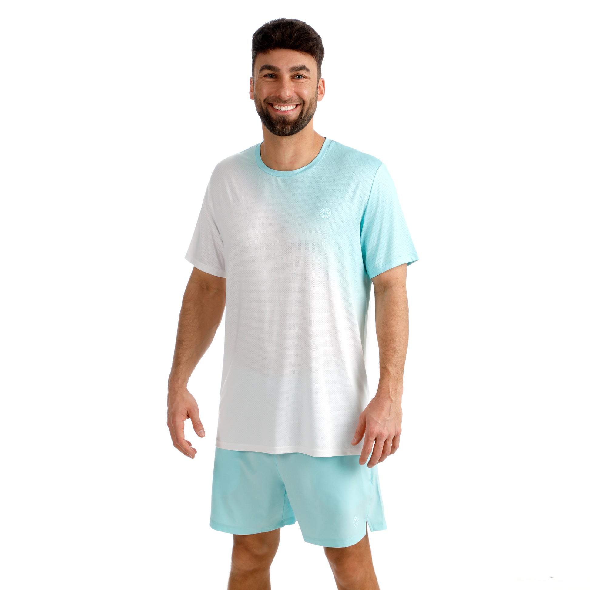 BIDI BADU Crew 2.0 T-Shirt Herren-türkis, weiß