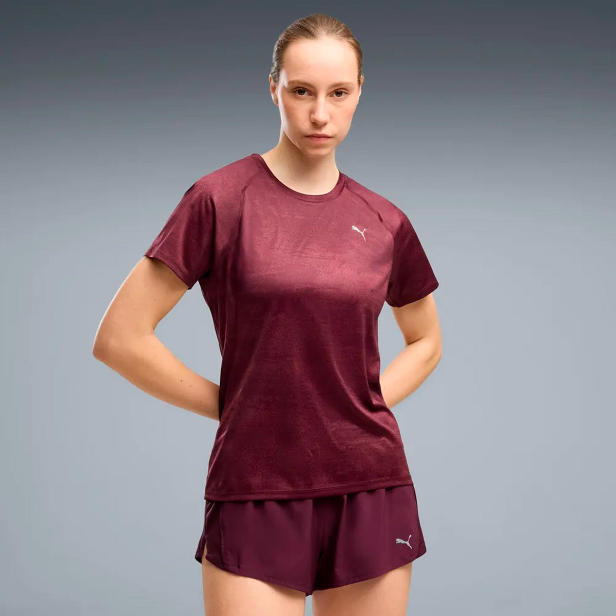 Puma Velocity AOP  Laufshirt Damen - dunkelrot