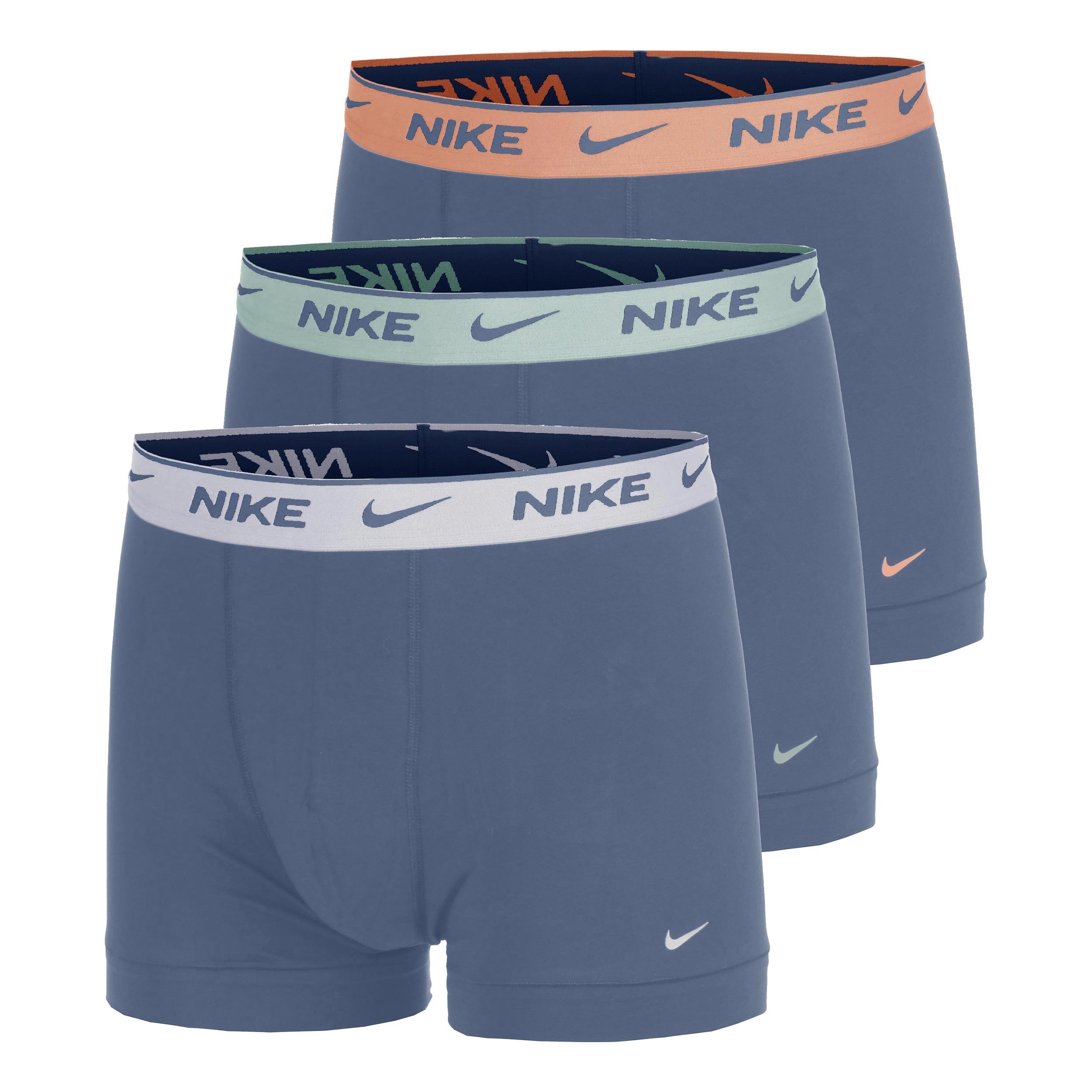 Nike Essential Cotton Stretch Trunk Boxer Short 3er Pack Herren - blau, orange