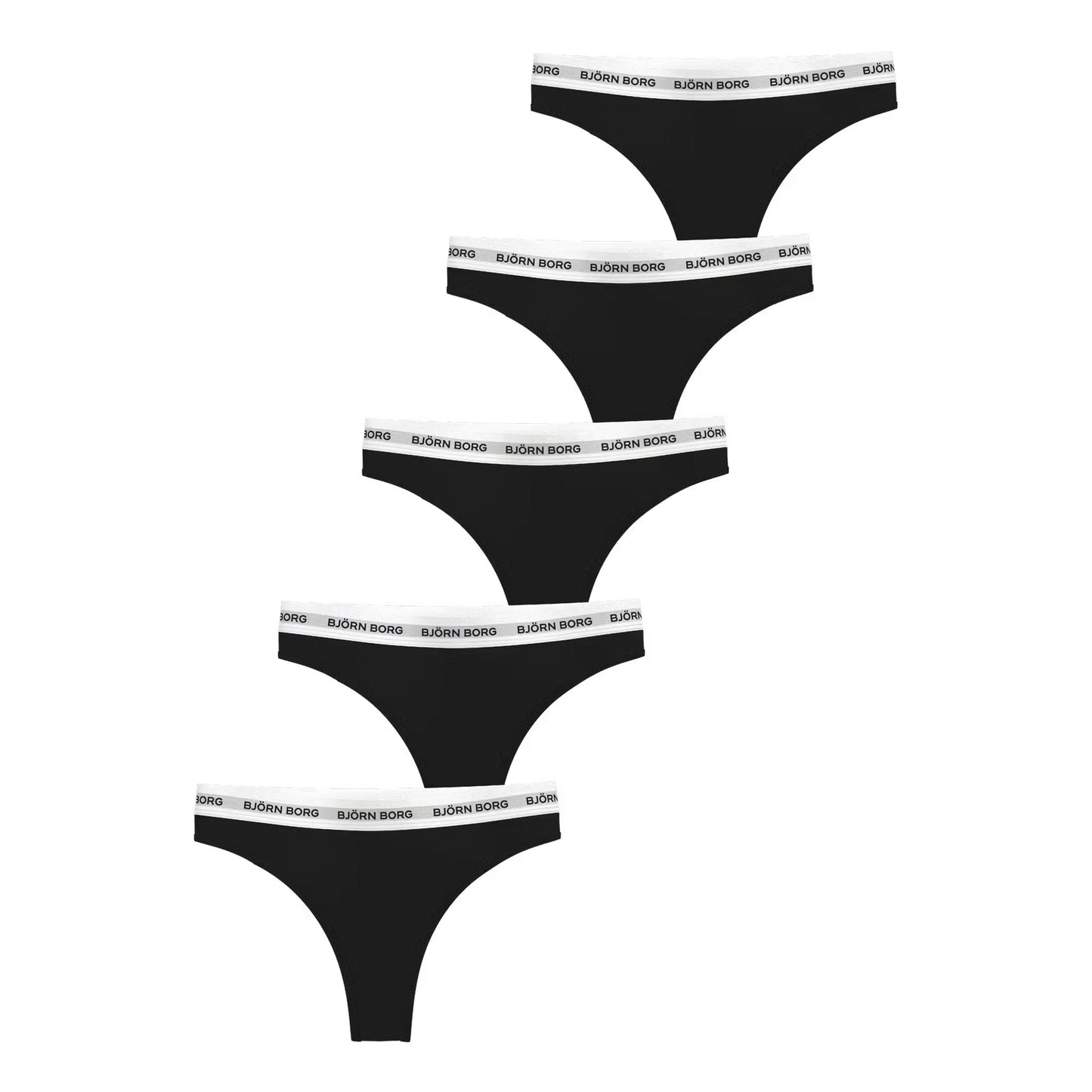 Björn Borg Logo  String 5er Pack Damen - schwarz, weiß