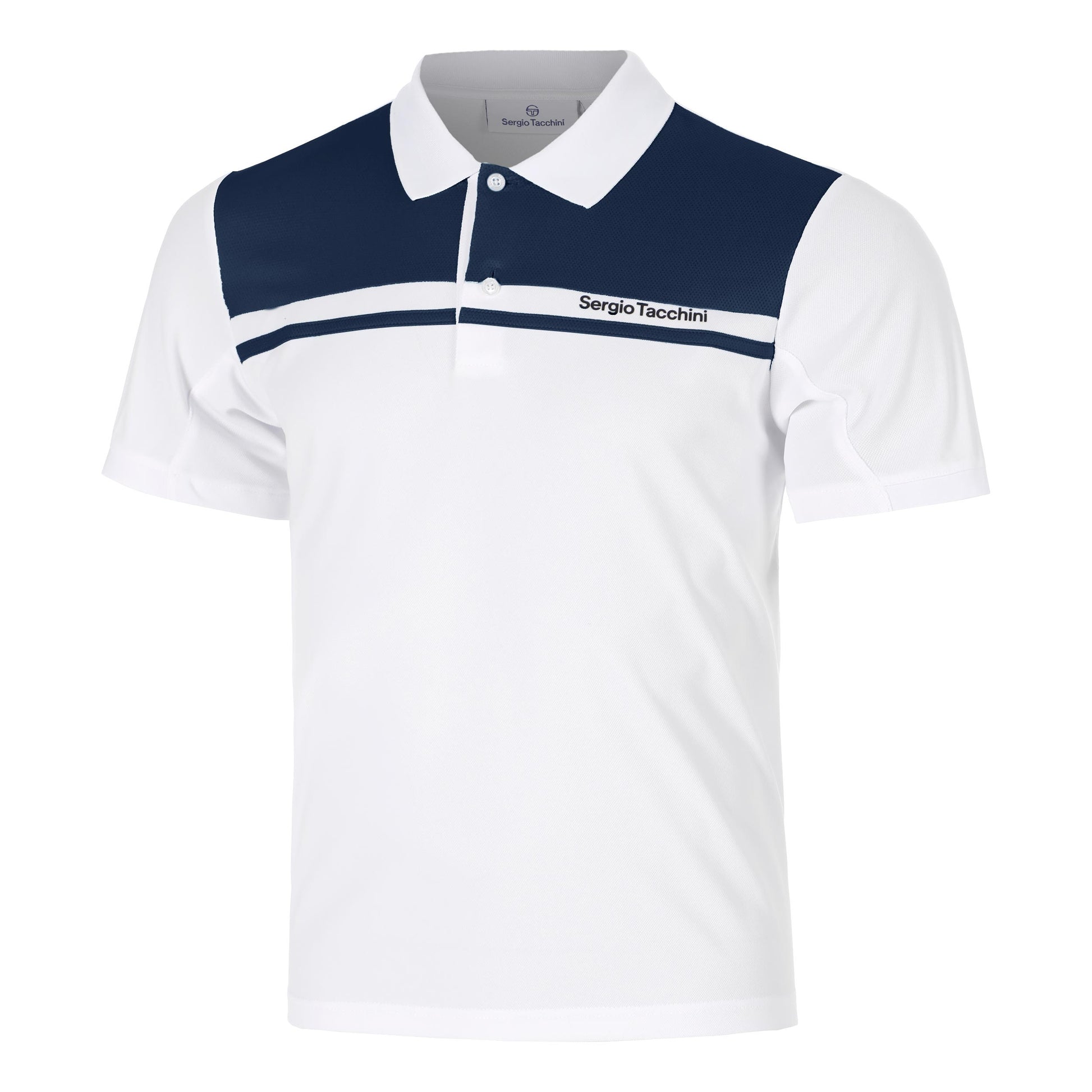 Sergio Tacchini Riflesso Polo Herren - weiß, dunkelblau