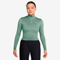 One Dri-Fit Quarter Zip Longsleeve Damen - graugrün, weiß