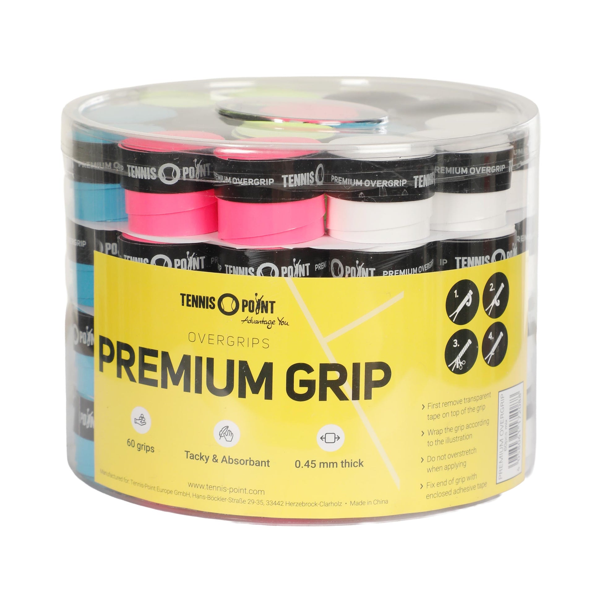 Tennis-Point Premium Grip Tennisovergrip 60er Box - mehrfarbig