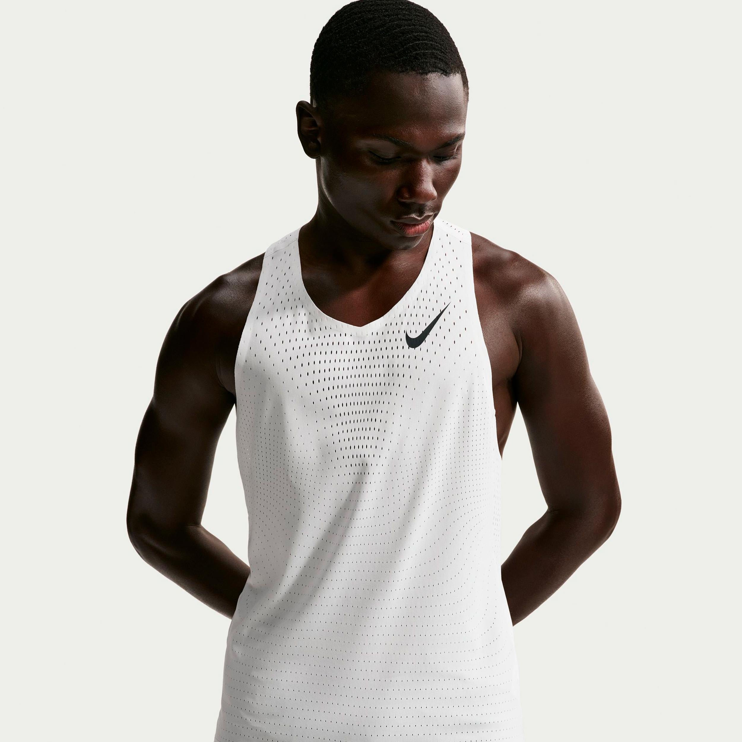 Nike AeroSwift Laufshirt Herren - weiß, schwarz