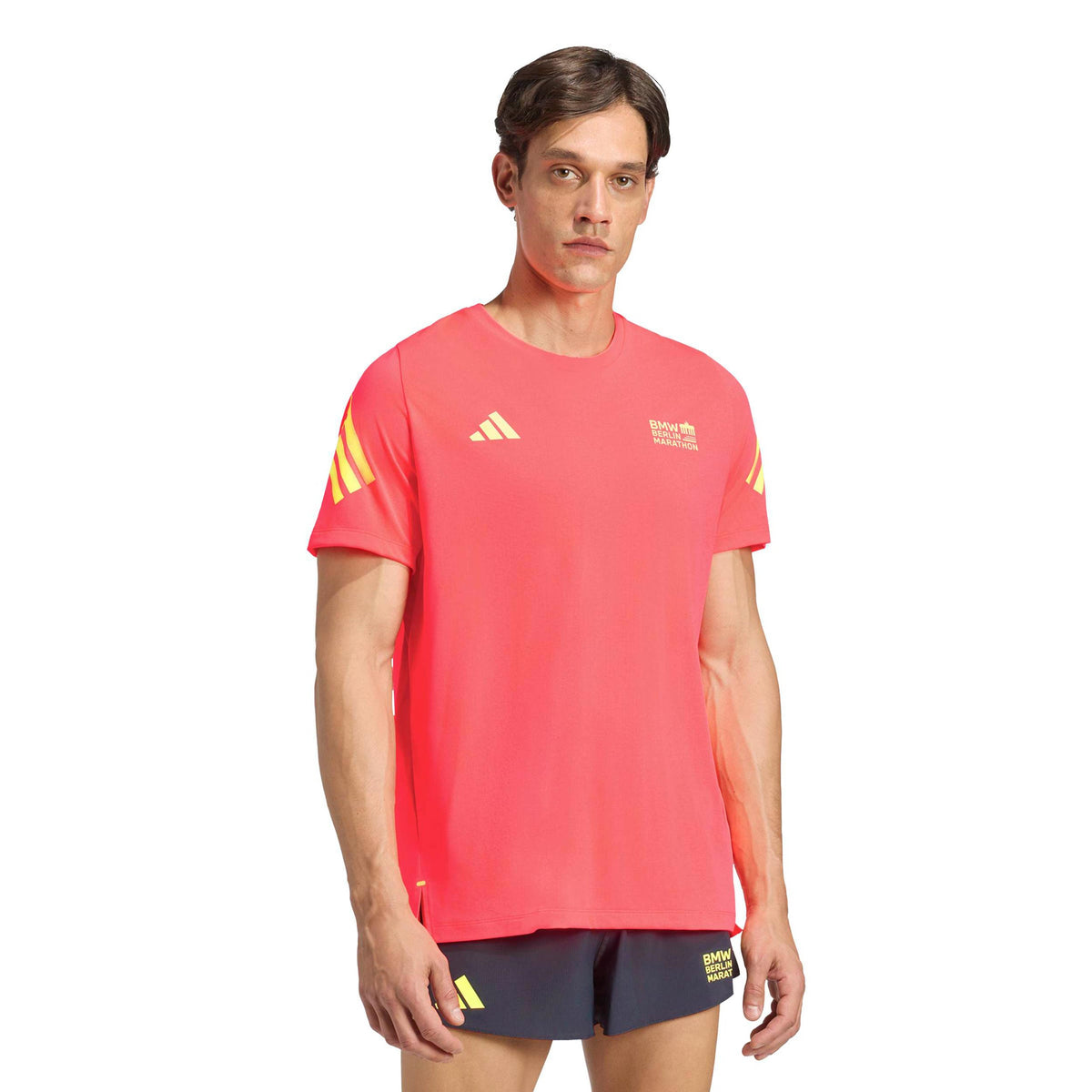 adidas BMW Berlin Laufshirt Herren - koralle, gelb