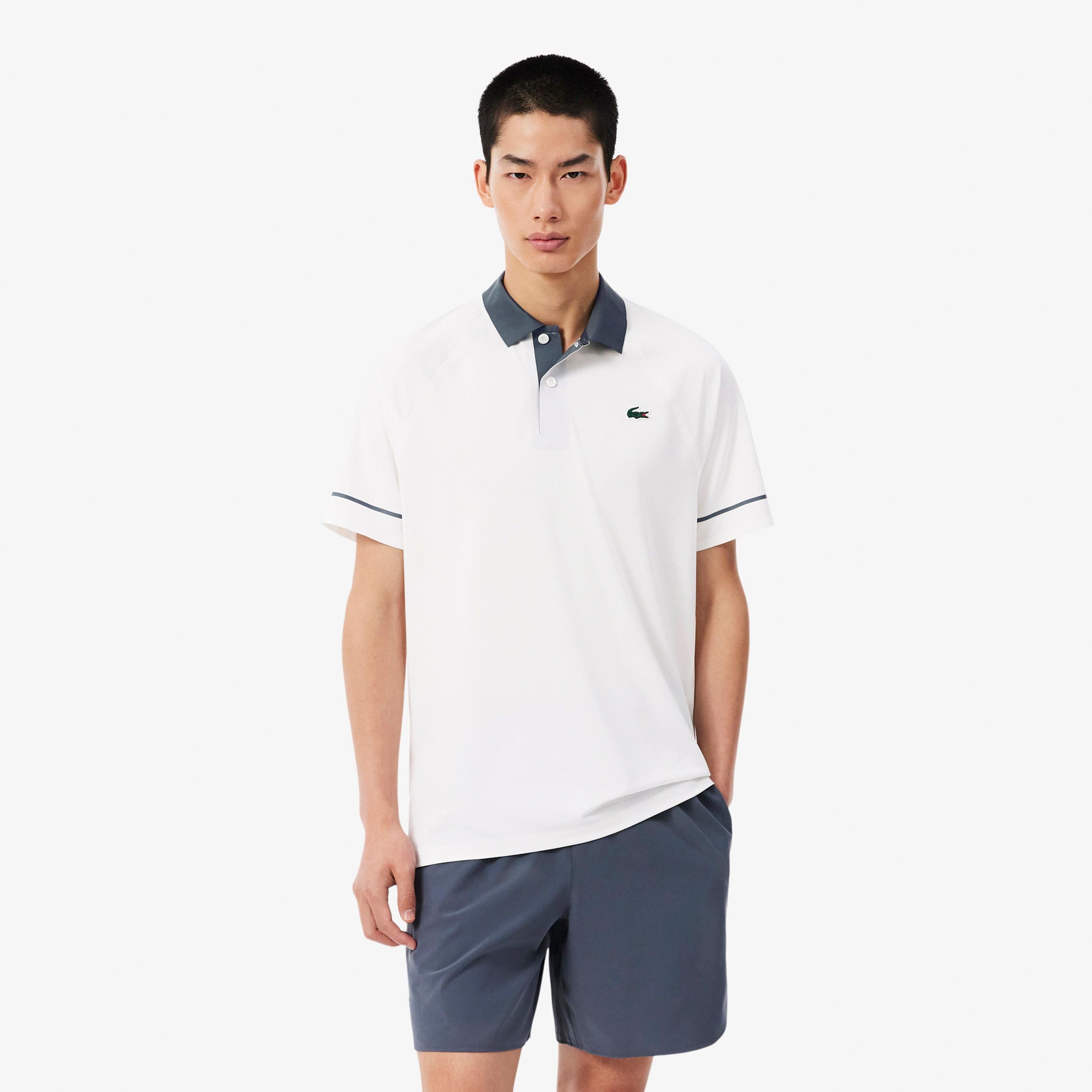 Lacoste Polo Herren - weiß, graublau
