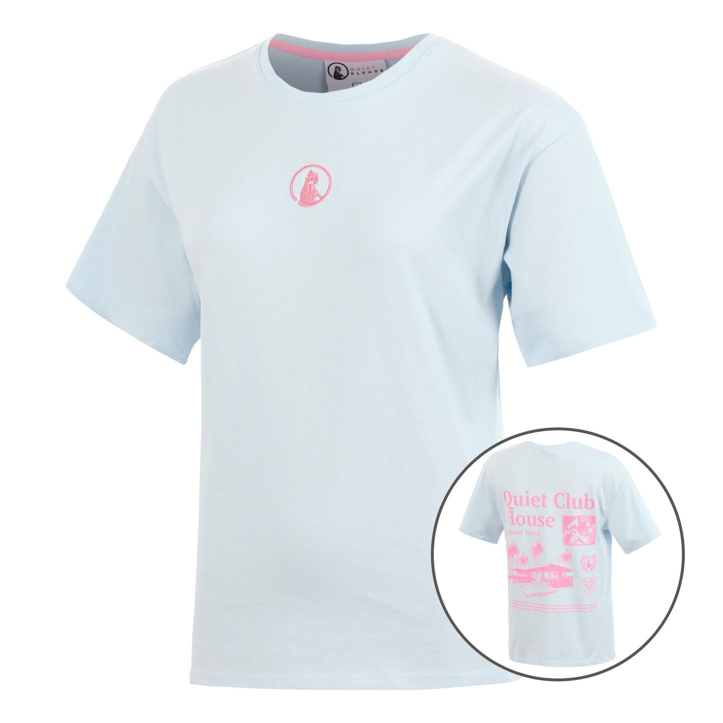 Quiet Please Club House Boyfriend T-Shirt Damen - hellblau