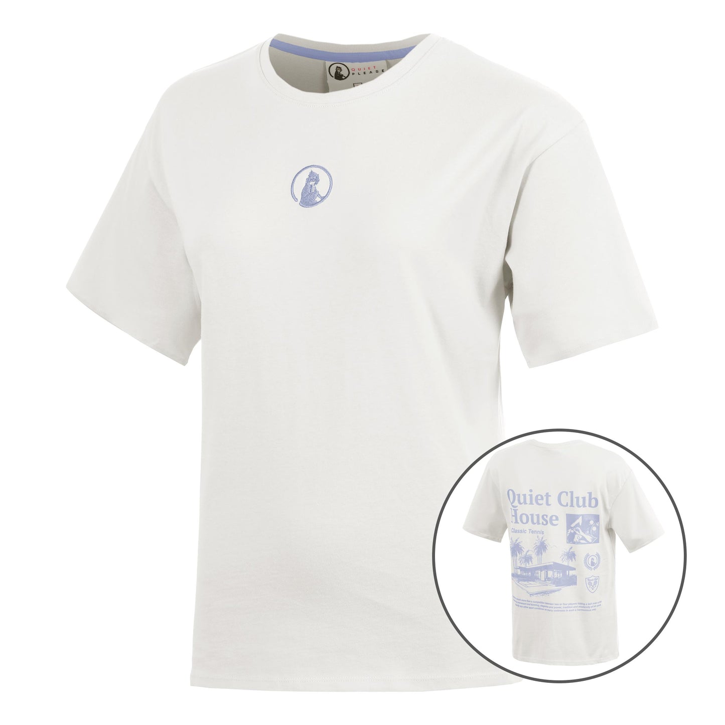 Quiet Please Club House Boyfriend T-Shirt Damen - creme
