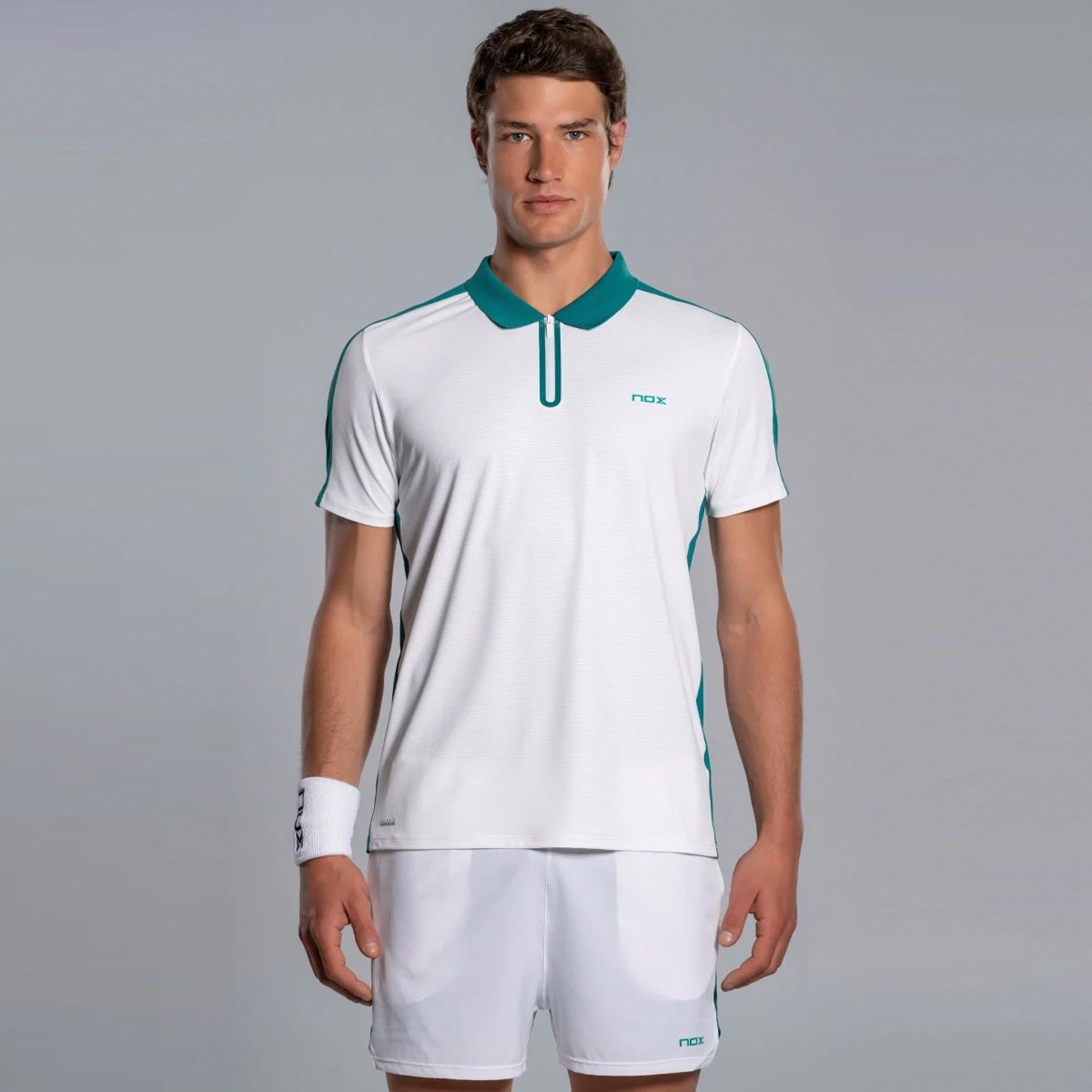 NOX Pro Polo Herren - weiß, blaugrün