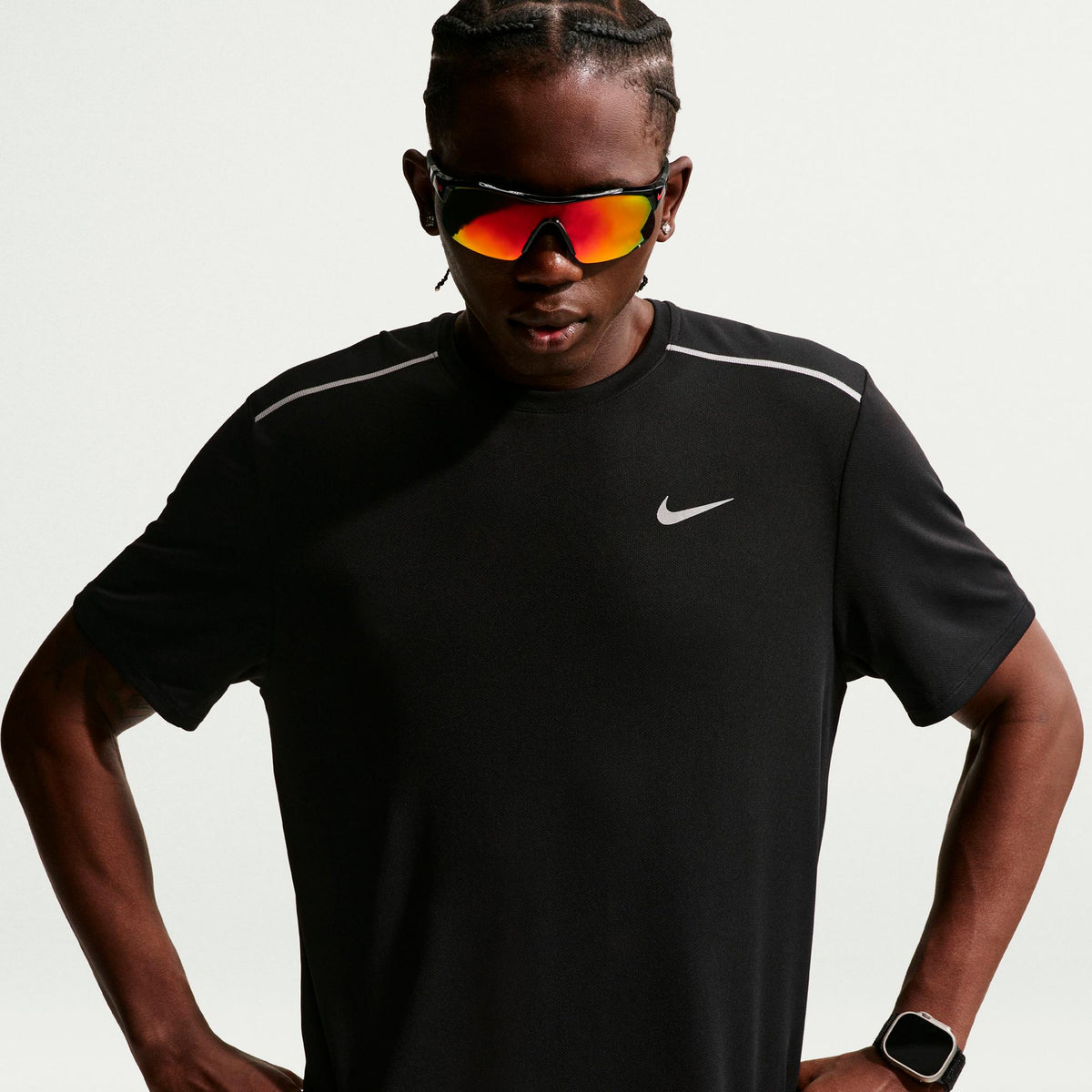 Nike Miler  Laufshirt Herren - schwarz, silber