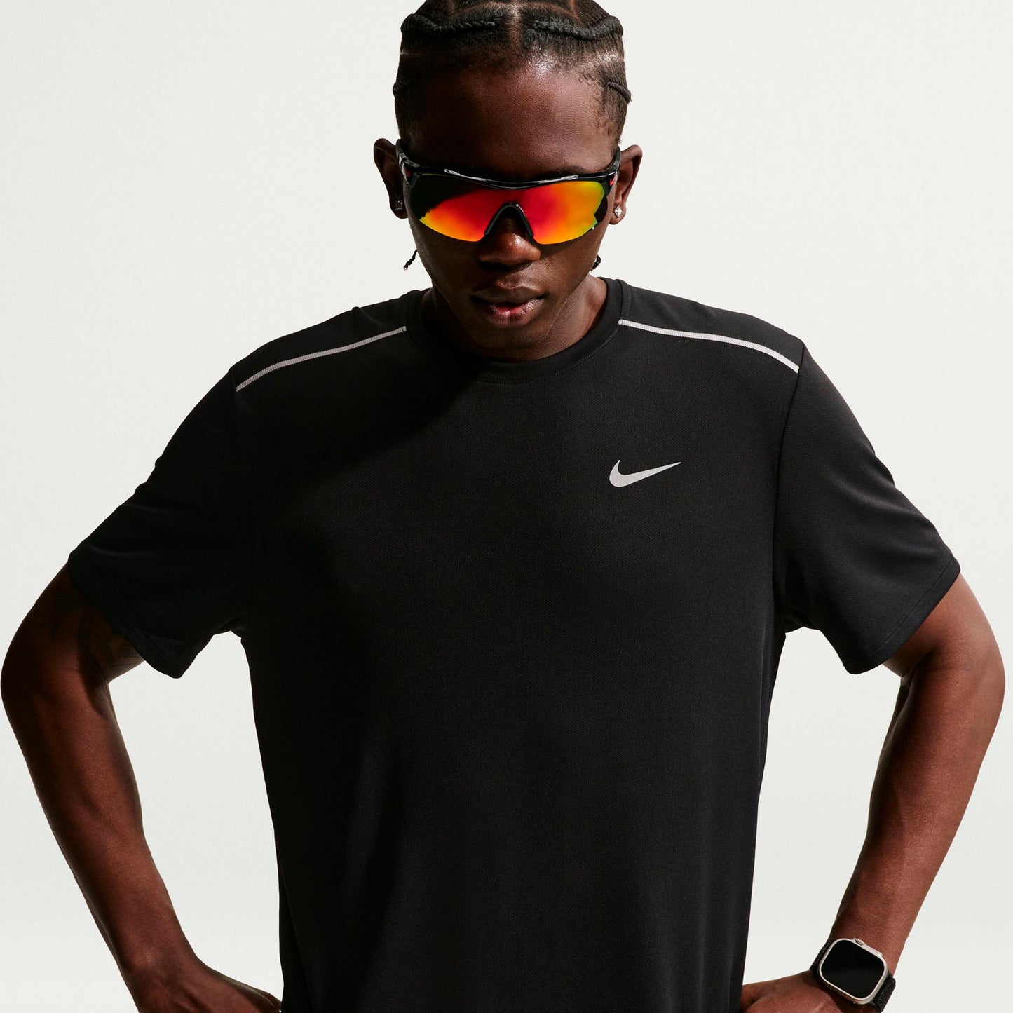 Nike Miler  Laufshirt Herren - schwarz, silber