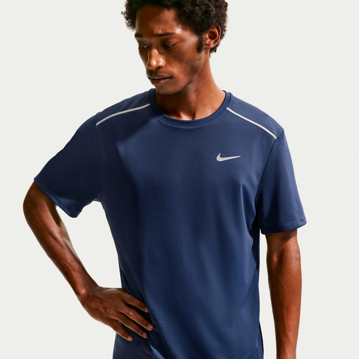 Nike Miler  Laufshirt Herren - dunkelblau, silber
