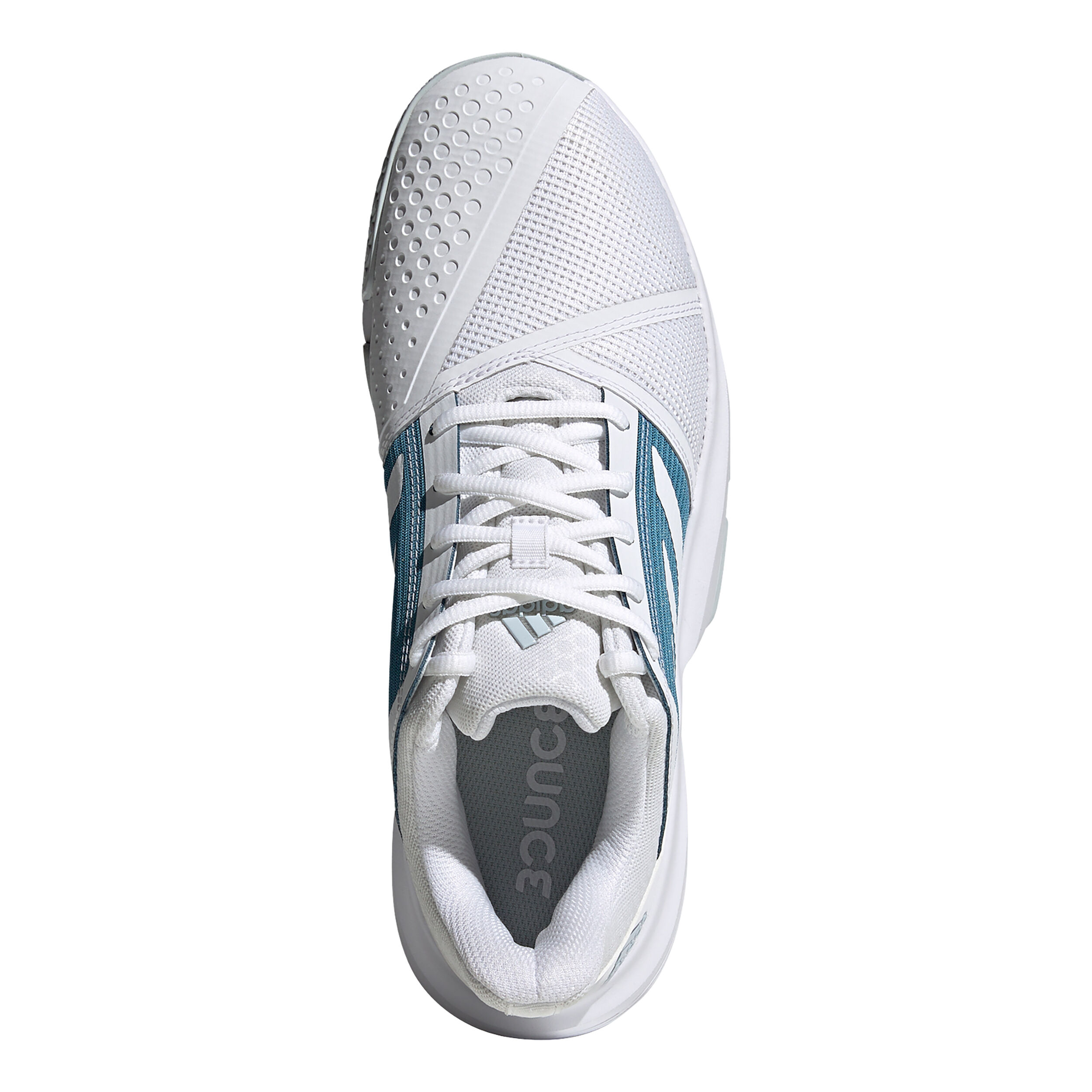 Adidas men's courtjam bounce tennis shoes white and shock cyan discount