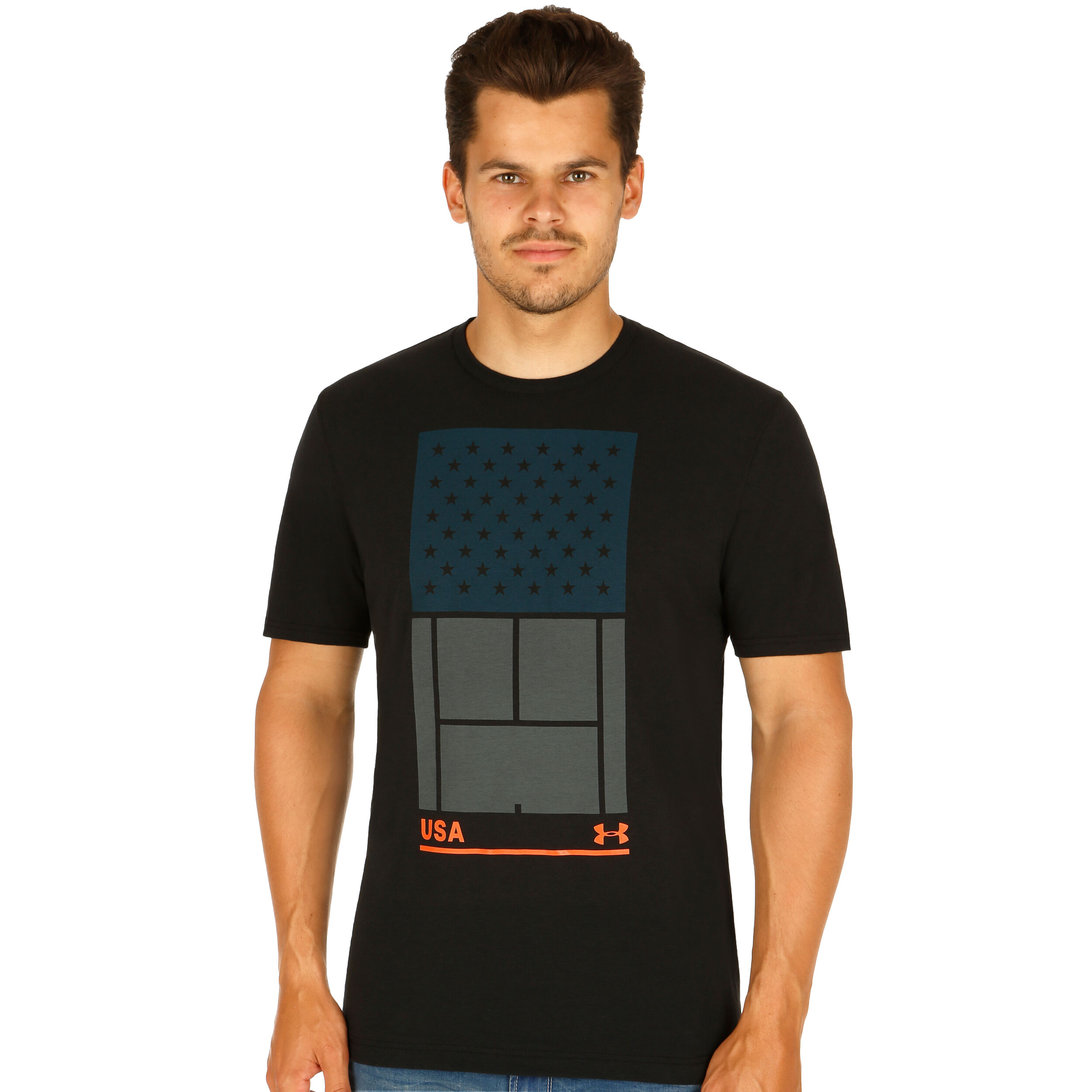 US Open Court T Shirt Herren Schwarz Grau