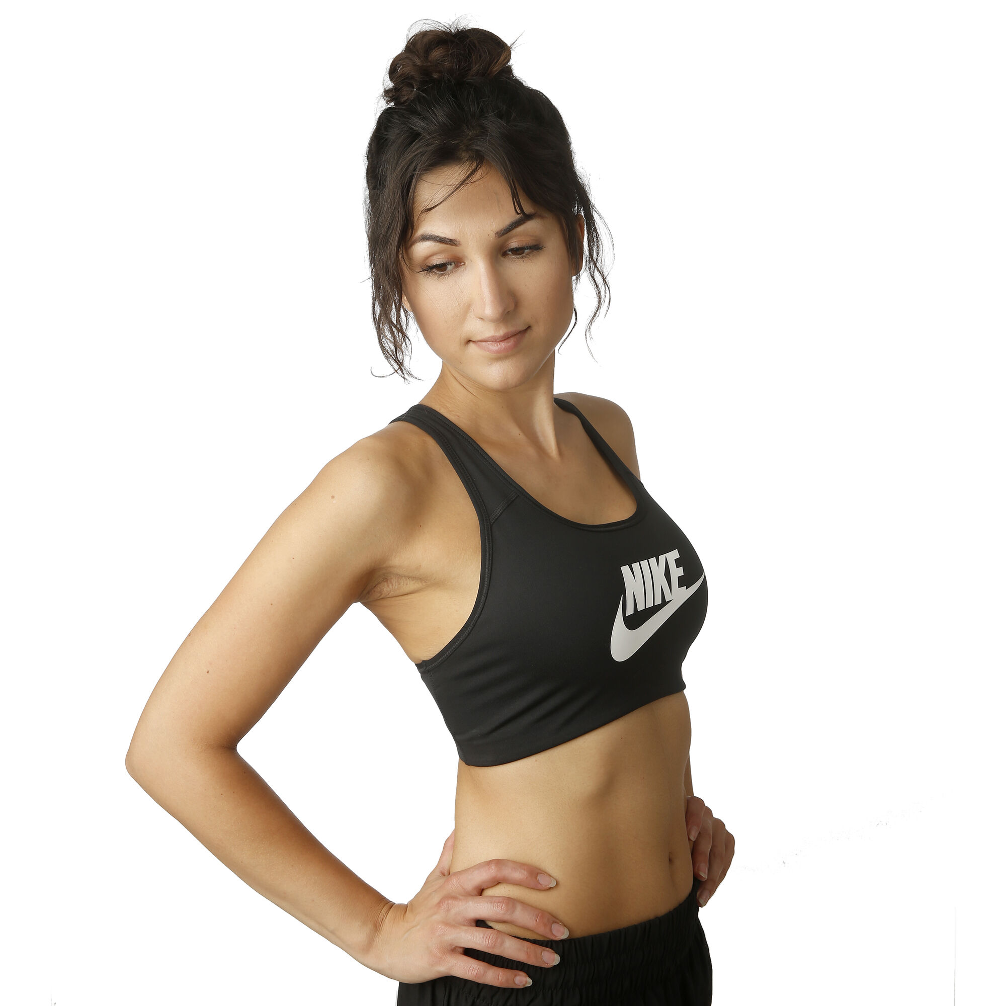 Nike Damen Swoosh Futura Bra Sport BH, Schwarz (Black/White/010), L :  : Fashion