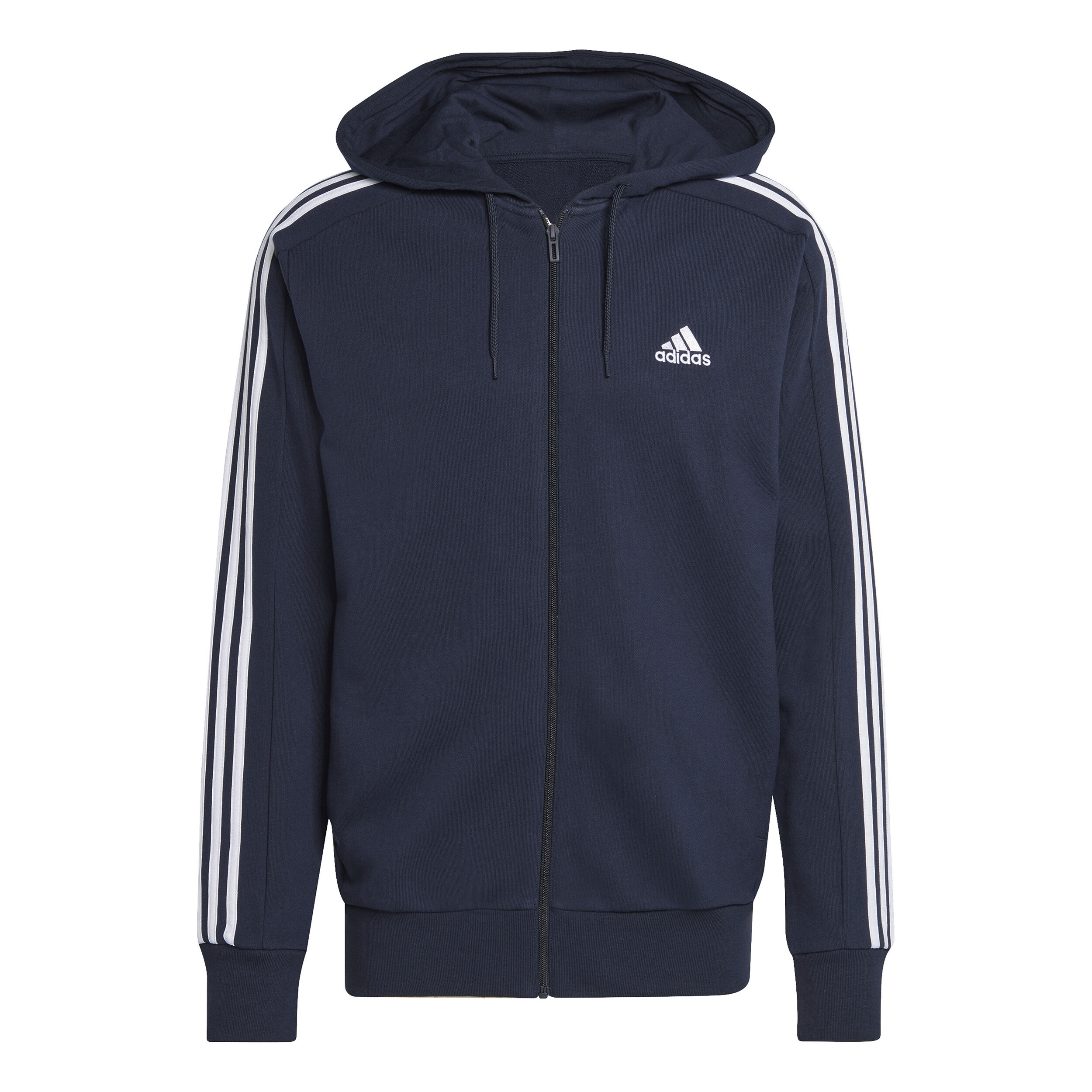 adidas Essentials French Terry 3 Stripes Full Zip Sweatjacke Herren Dunkelblau WeiB online kaufen Tennis Point DE