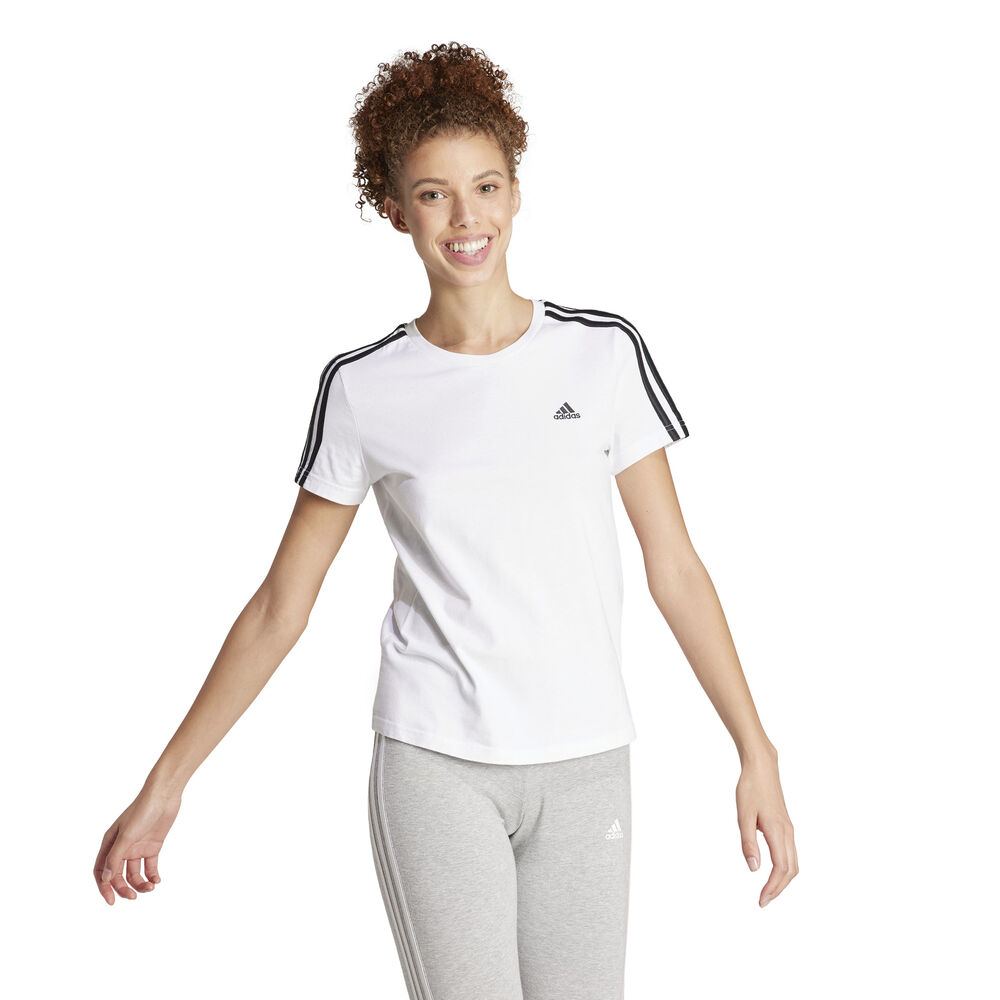 adidas 3 Stripes T-Shirt Damen in weiß, Größe: S