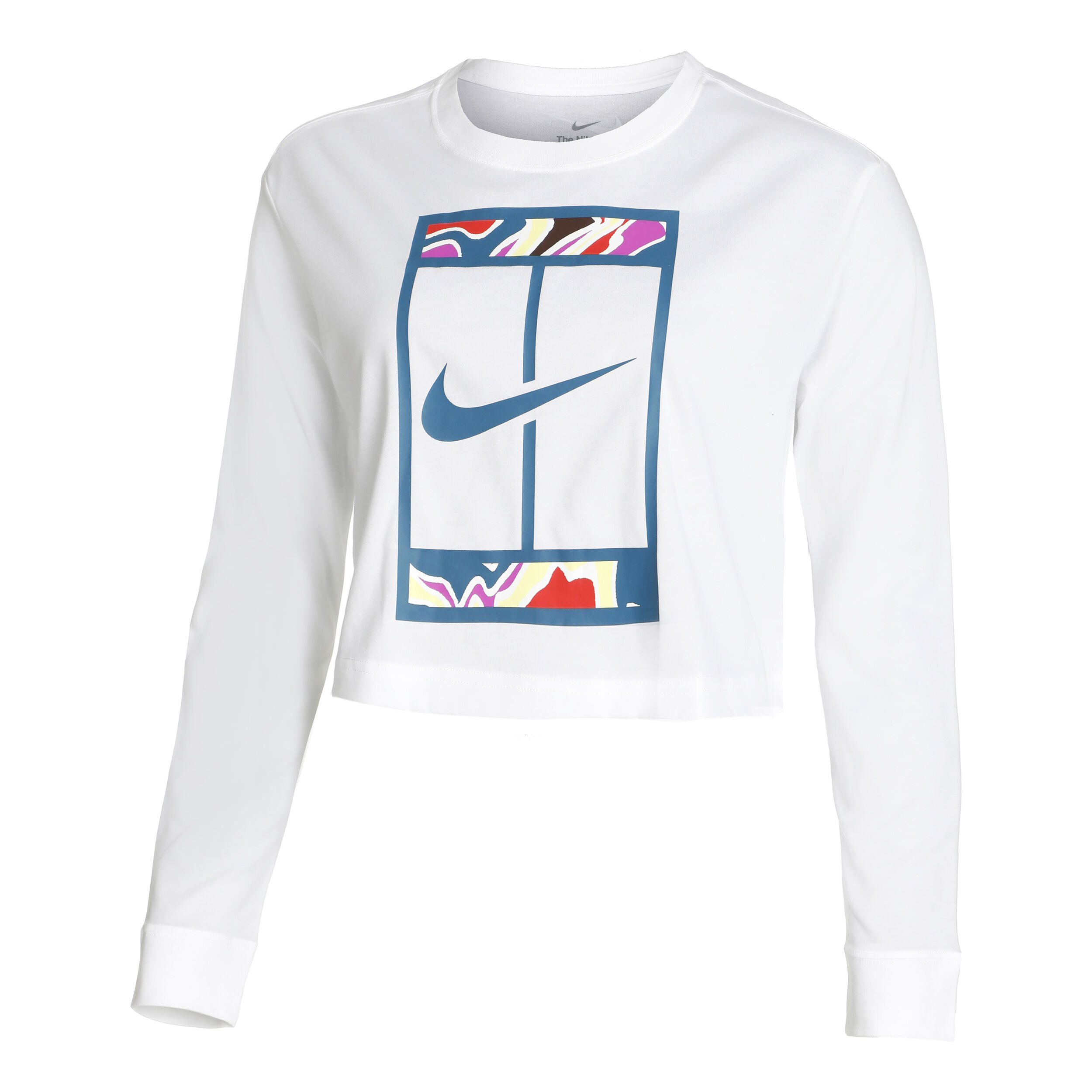 Dri Fit Court Slam Cropped Longsleeve Damen WeiB Mehrfarbig