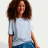 Boxy Essential T-Shirt Kinder-blaugrau, wei&szlig;