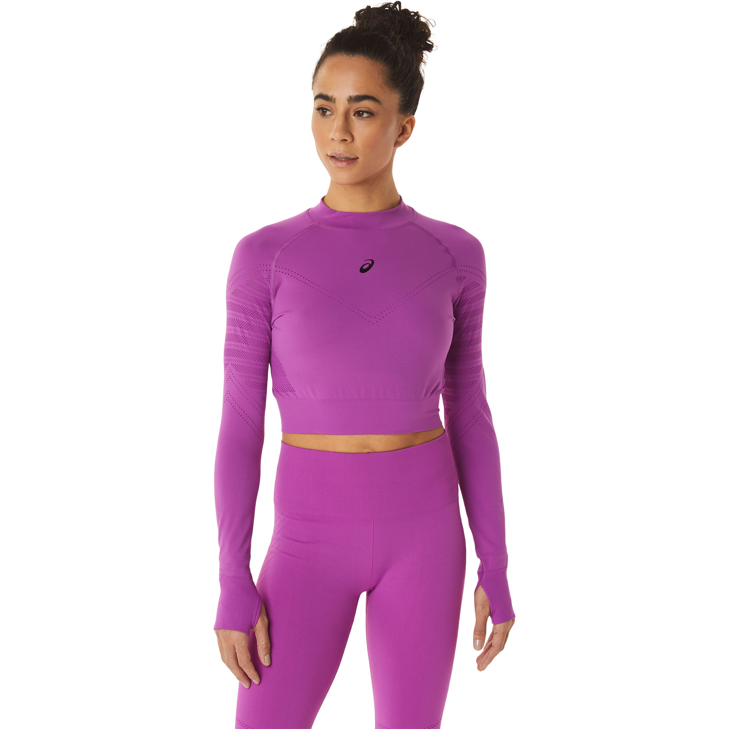 Seamless Crop Top Longsleeve Damen Lila