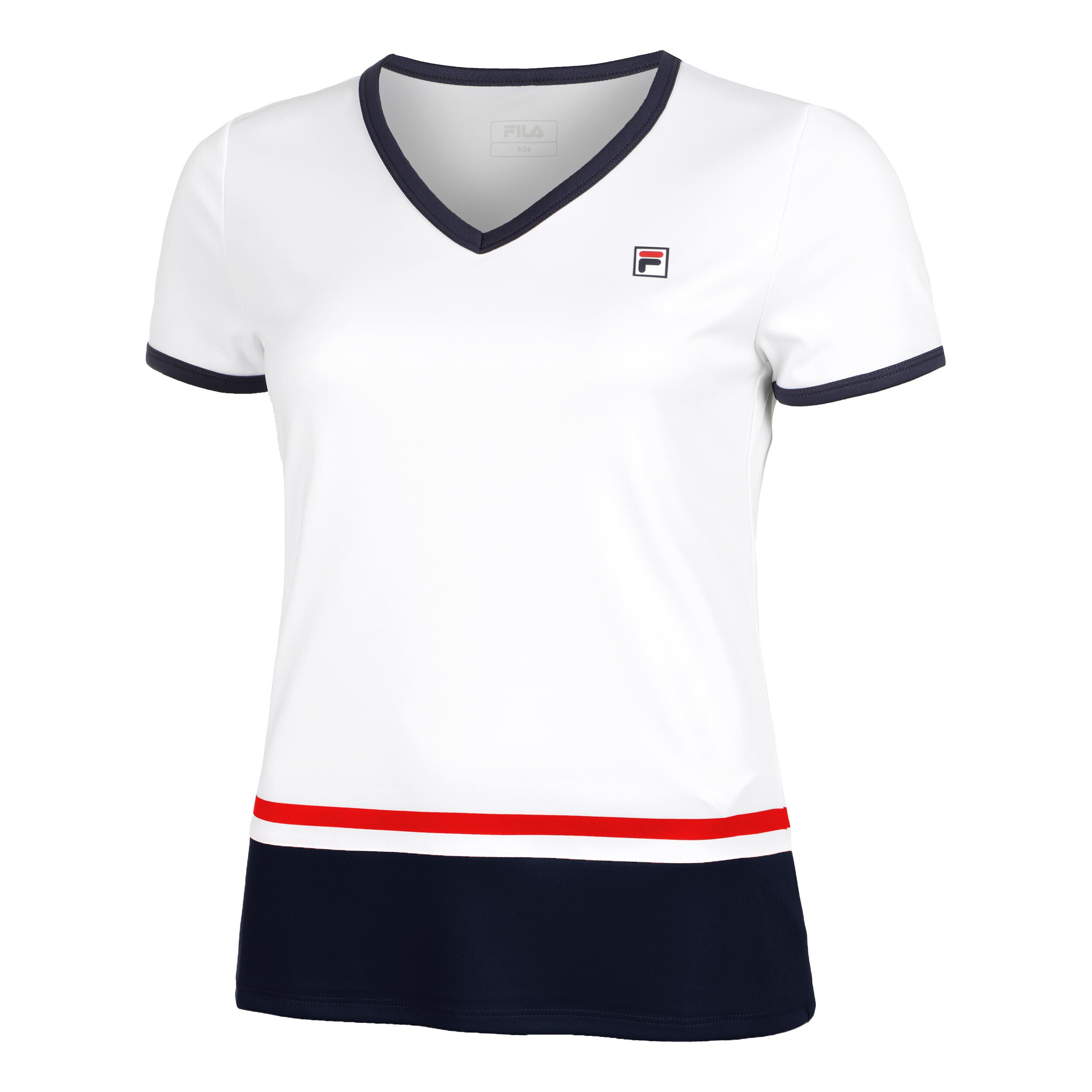 Fila Elisabeth T Shirt Damen WeiB Dunkelblau online kaufen Tennis Point DE